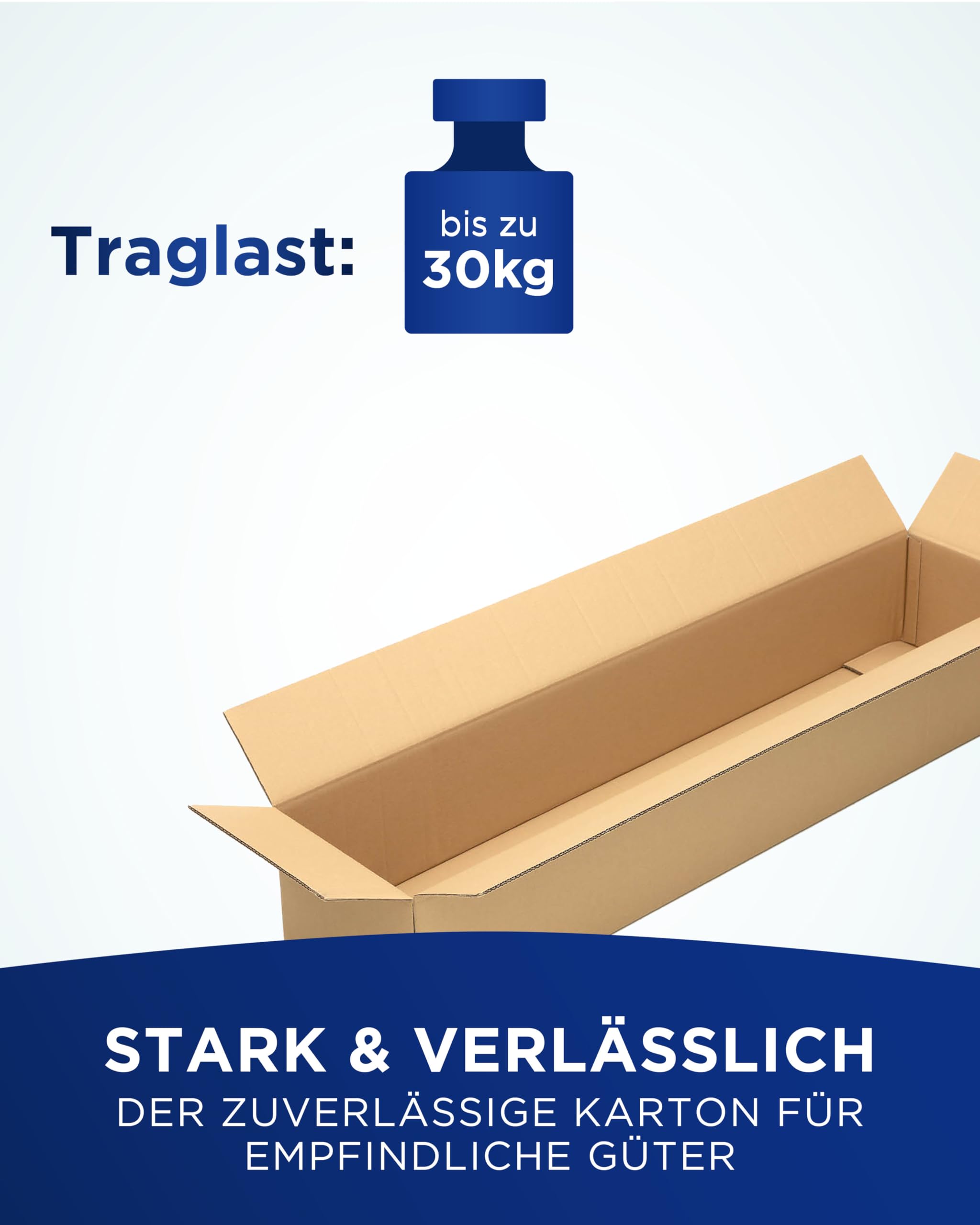 KK Verpackungen Versandkartons 1300 x 300 x 200 mm Braun 2-wellig (Außenmaß 1314 x 314 x 222 mm) | 5 Stück, Lange Faltkartons Kartons für Versand als Hermes Paketklasse XXL DPD GLS Paketklasse XL