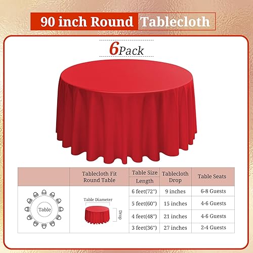 Miniatura 215 de Paquete de 10 manteles redondos de 120 pulgadas, mantel de poliéster blanco para mesa redonda, resistente a las manchas y a las arrugas, mantel
