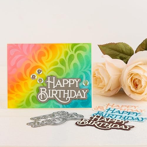 Miniatura 6 de Briartw Troqueles de corte de feliz cumpleaños, plantilla de metal de palabra y sombra para hacer tarjetas, álbum de recortes de bricolaje, tarjeta