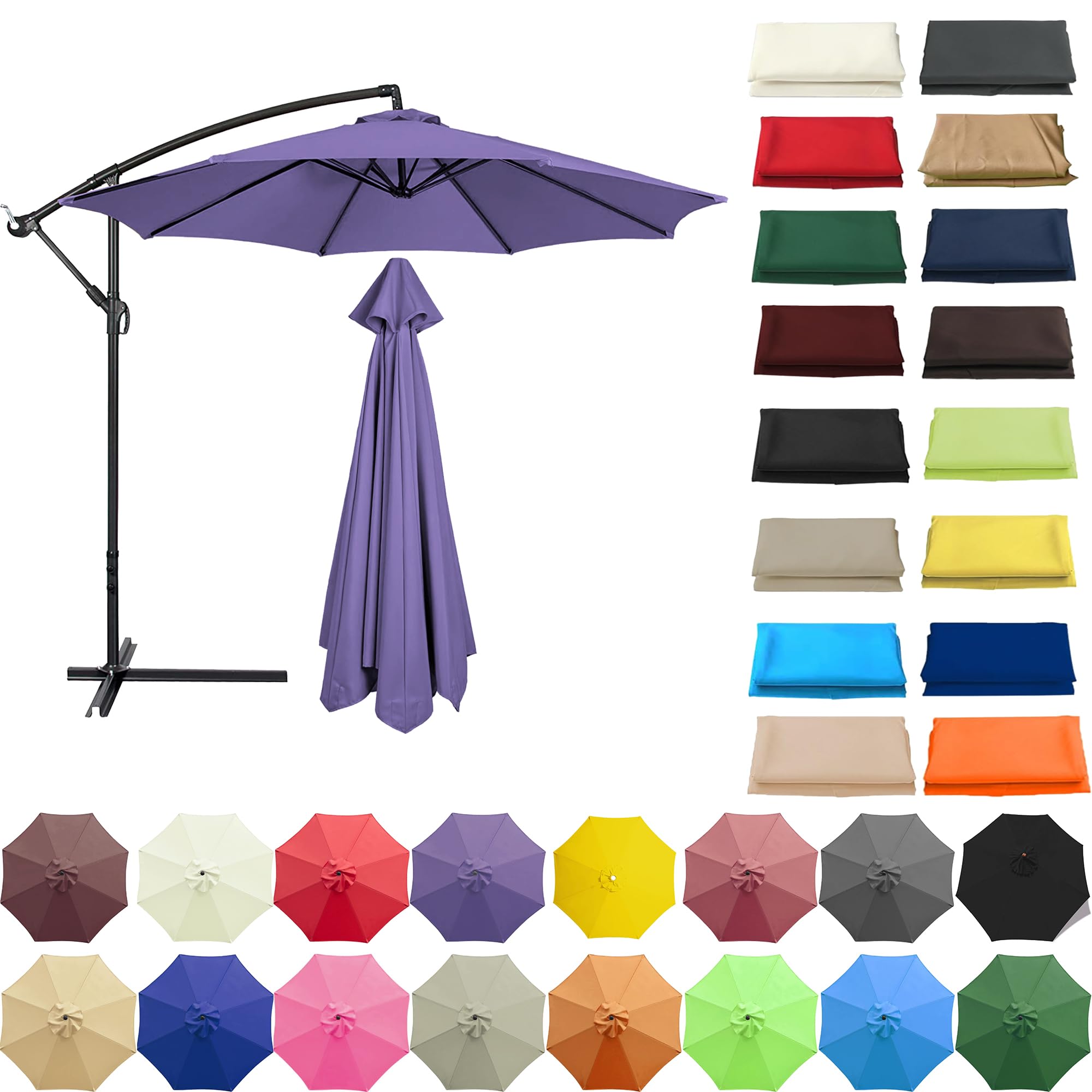 QUIYAEZY Replacement Garden Parasol Canvas 6/8 Ribs Replacement Canopy For Parasol Umbrella Replacement Cloth 2/2.3/2.5/2.7/3/3.50m Replacement Parasol Canopy Waterproof Garden Umbrella Parasol