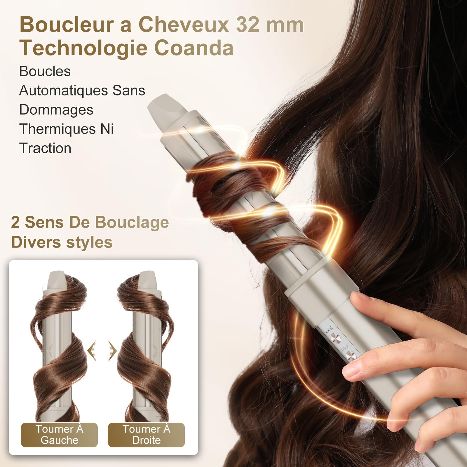 7MAGIC Air Styler 6 en 1, Sèche Cheveux Ionique, Boucleur a Cheveux Automatique, Brosse Soufflante, Brosse Lissante, Sans Dommages De Chaleur, avec Sac De Voyage, pour Les Occasions Spéciales