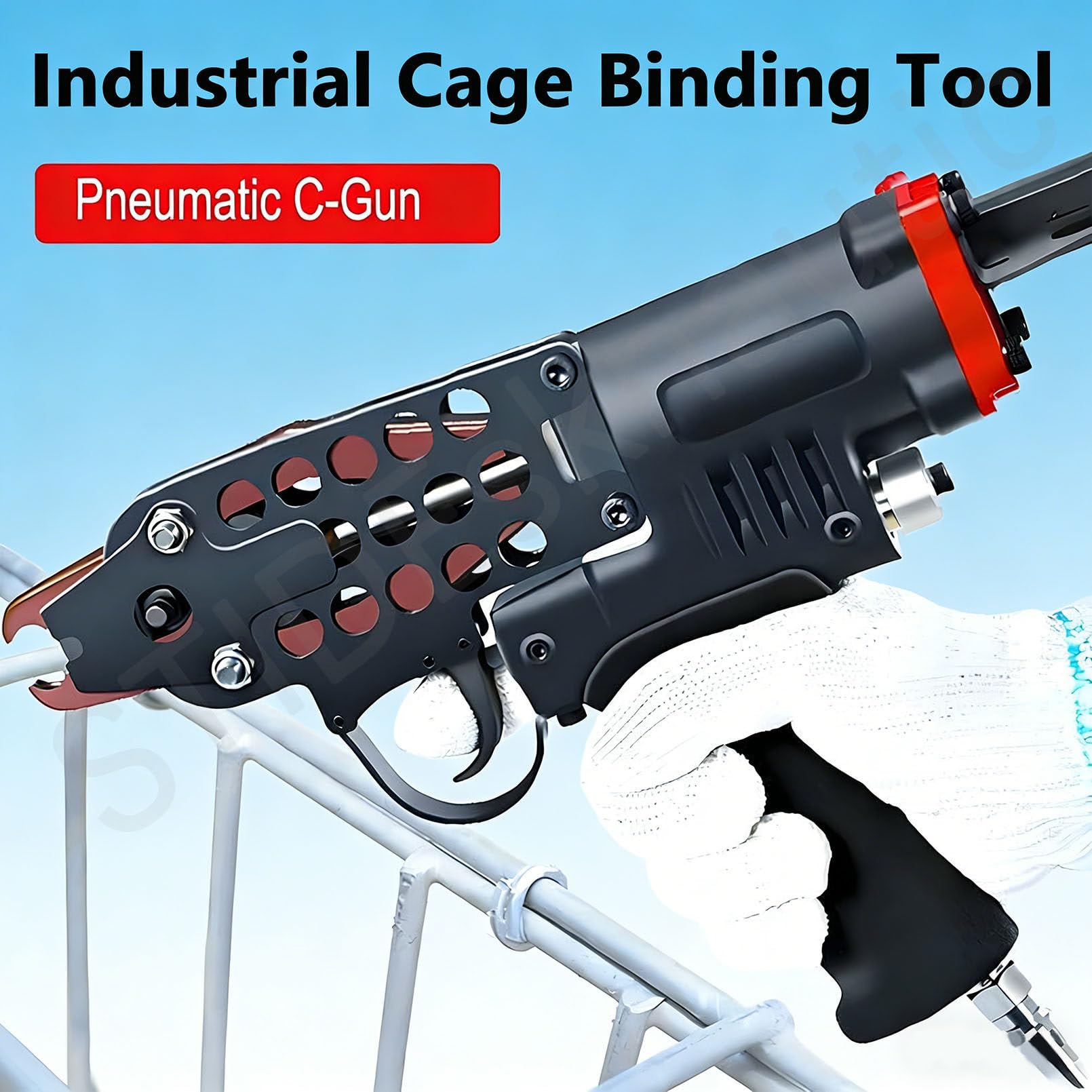 Pistola de clavos neumática tipo C, herramienta de encuadernación de jaula de grado industrial, para aplicaciones de valla y fijación