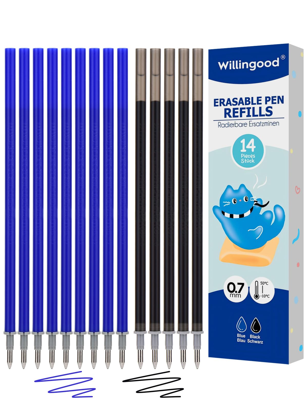 Refill per Penna Gel Cancellabile Legami 14 pezzi Blu e Nero 0,7 mm Inchiostro Termosensibile