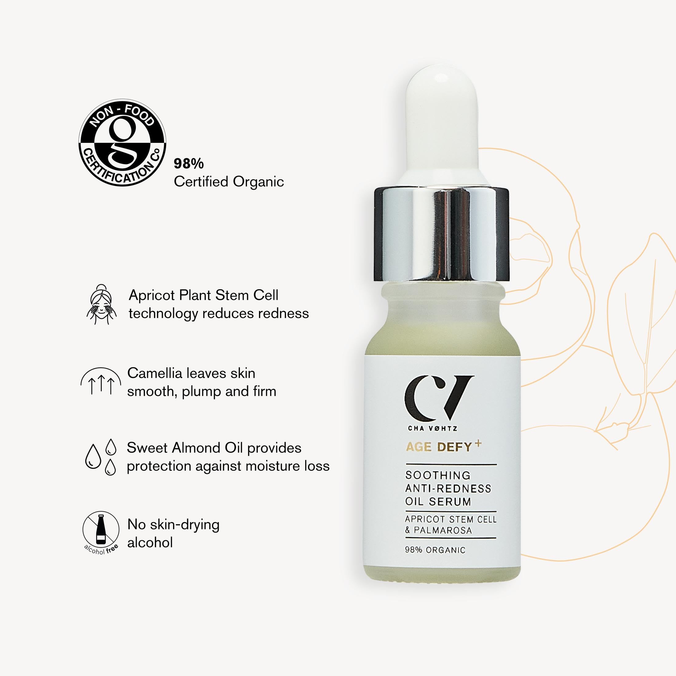Green People Age Defy+ Soothing Anti-Redness Oil Serum, 10ml | Serum für Reife Haut, Gegen Rötungen, Parabenfrei und ohne Alkohol, Aprikosen- und Kamelienstammzellen, Vegan