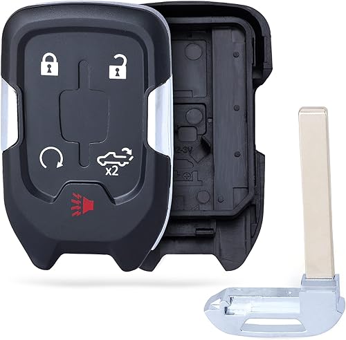 Keymall Carcasa para llave de automóvil de repuesto para GMC Sierra 2019 2020 2021 para Chevy Silverado 2019 2020 HYQ1EA HYQ1ES 5 botones, solo una