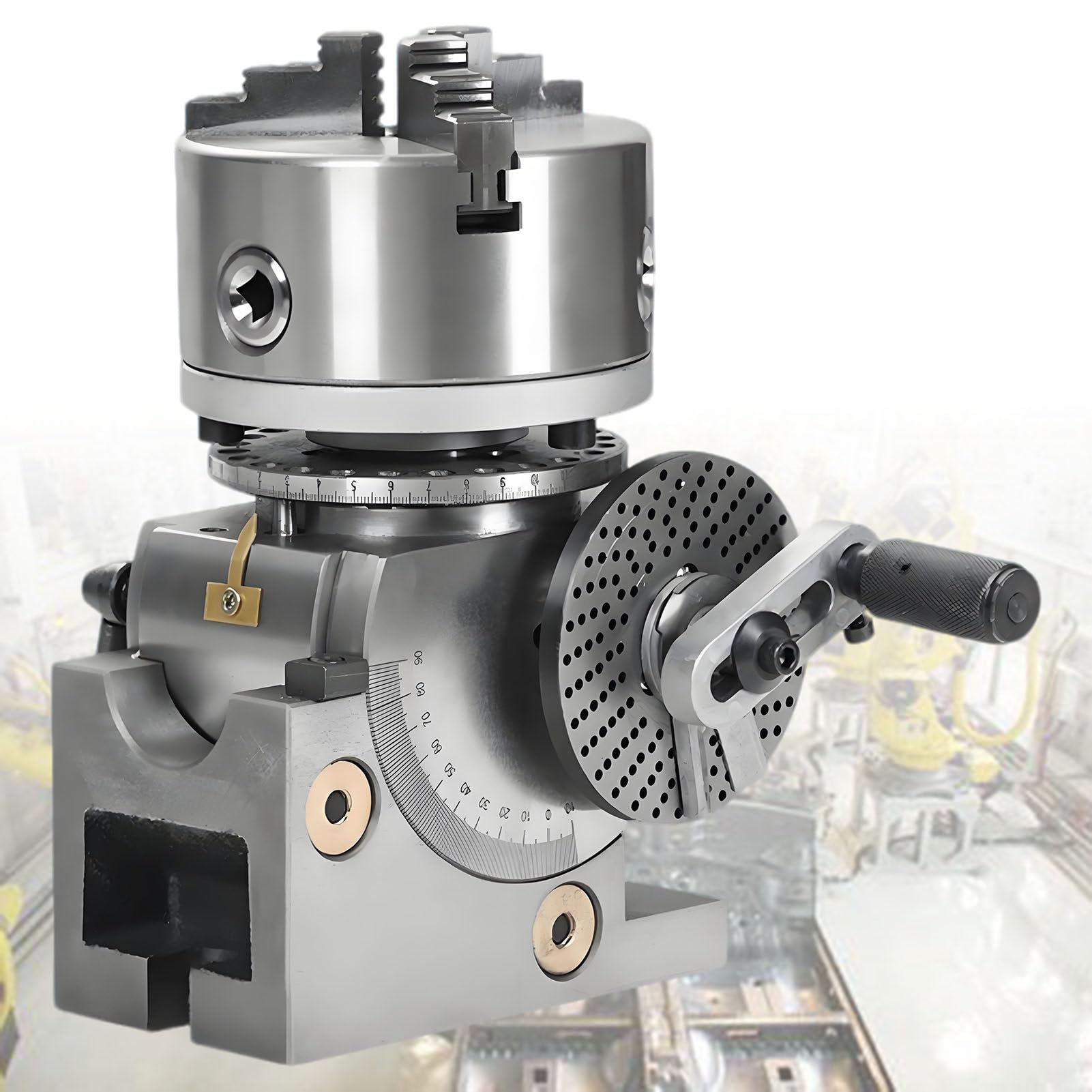 ExoticaBlend 4in/5in/6in Dividing Head Milling Set with 3-jaw Chuck and Tailstock, 1:40 Dividing Head, 100mm, 125mm, 160mm, Chucks for Milling, Grinding, Drilling Machines 6in