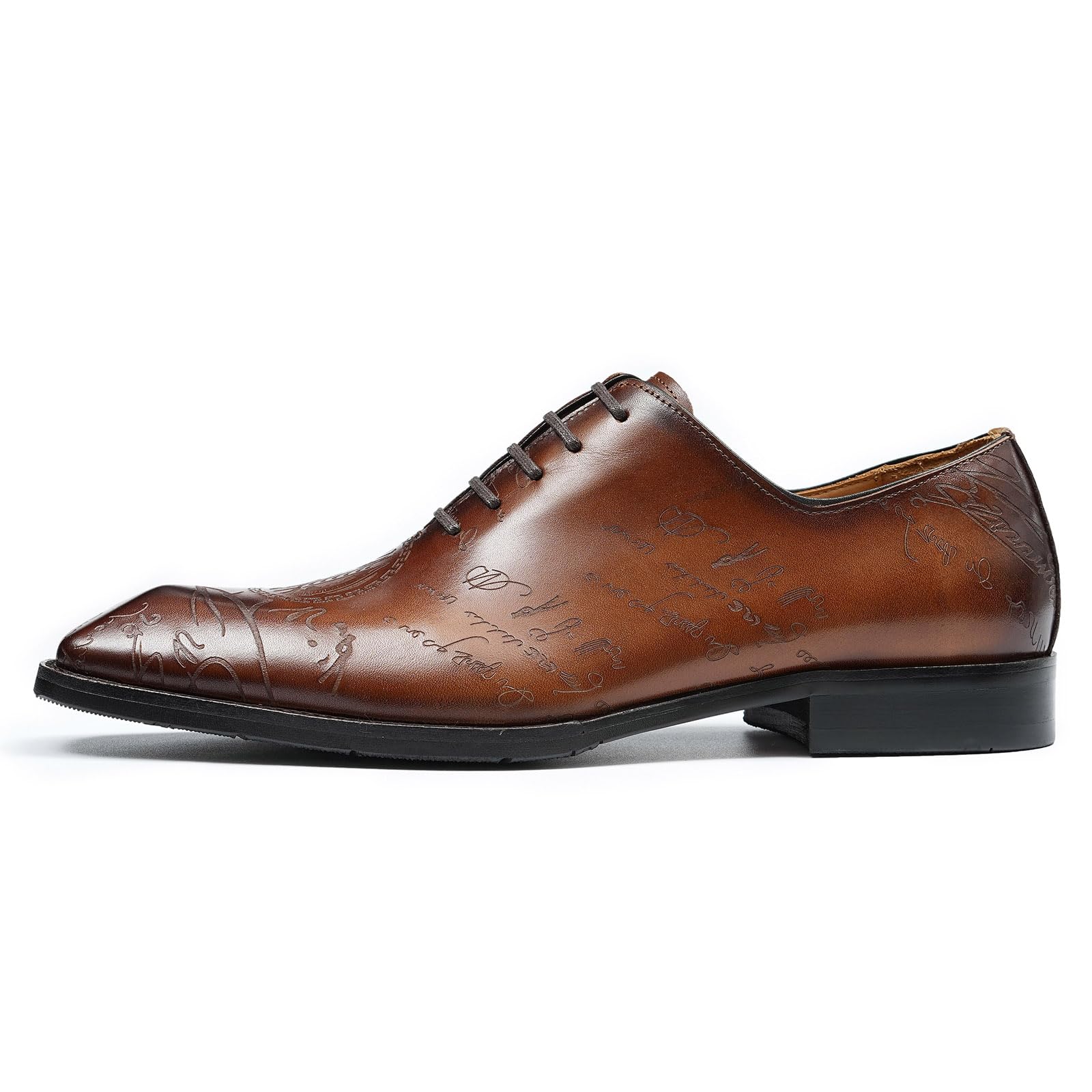 Oxfords da Uomo in Pelle con Punta Quadrata Brogues Formali Affari Scarpe Eleganti Stringate Basse Vintage