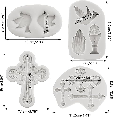 Miniatura 2 de MINFEIDMS Moldes de silicona para decoración de pasteles de bautismo, molde de silicona para comunión, paloma para fondant, molde de mano para orar