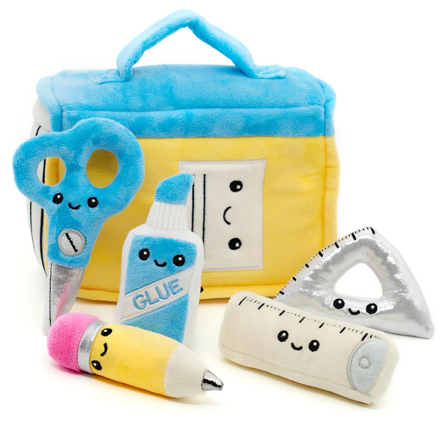 Snuggz Kids School Stationery Plush Playset - Soft Toys Interactive Toy Set for Toddlers with Pretend Play School Kit and Cute Accessories, Cuddly Plush Gift Idea for Children