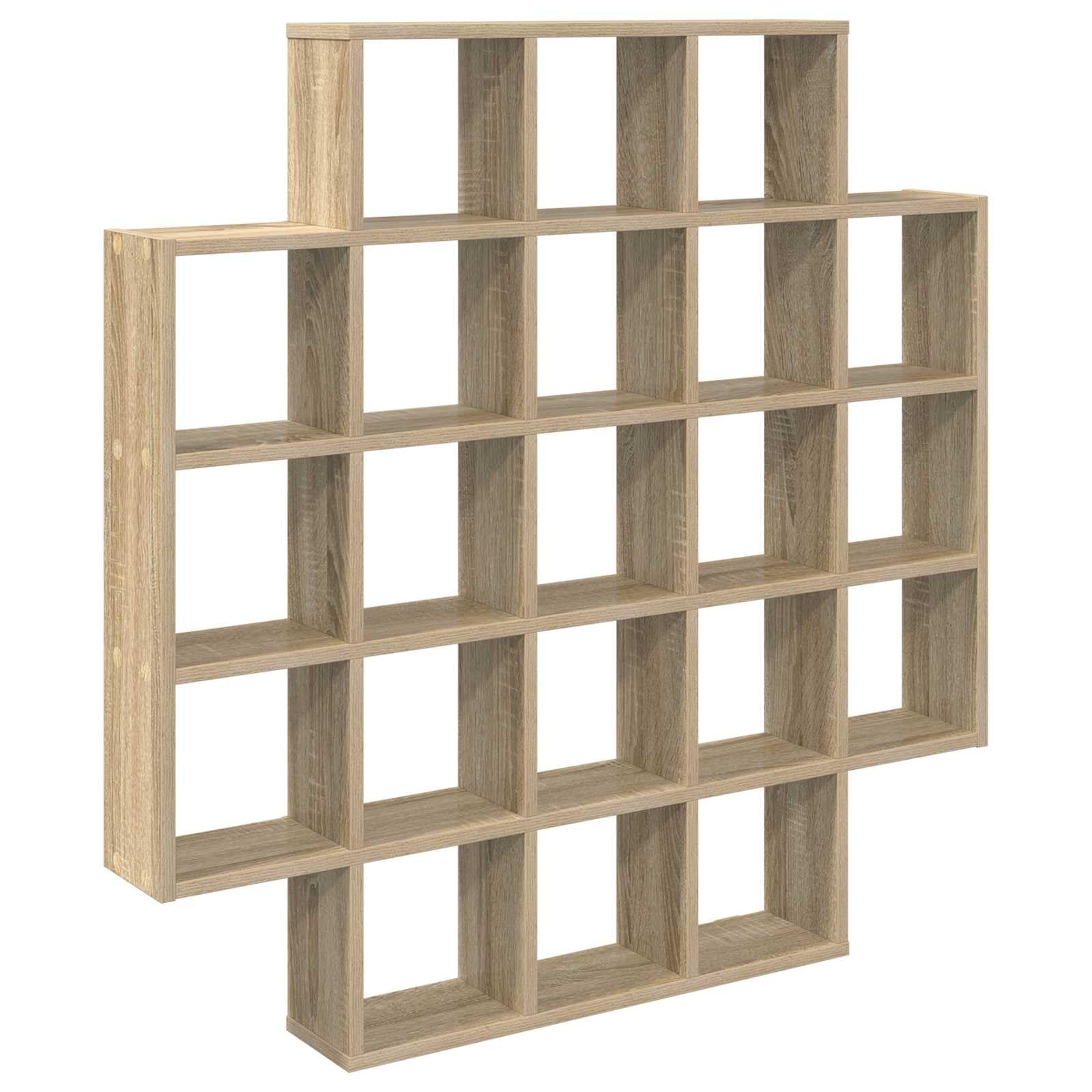 Scaffale da parete in rovere Sonoma, 100 x 13 x 100 cm, con 21 scomparti, per soggiorno, decorazione e libri