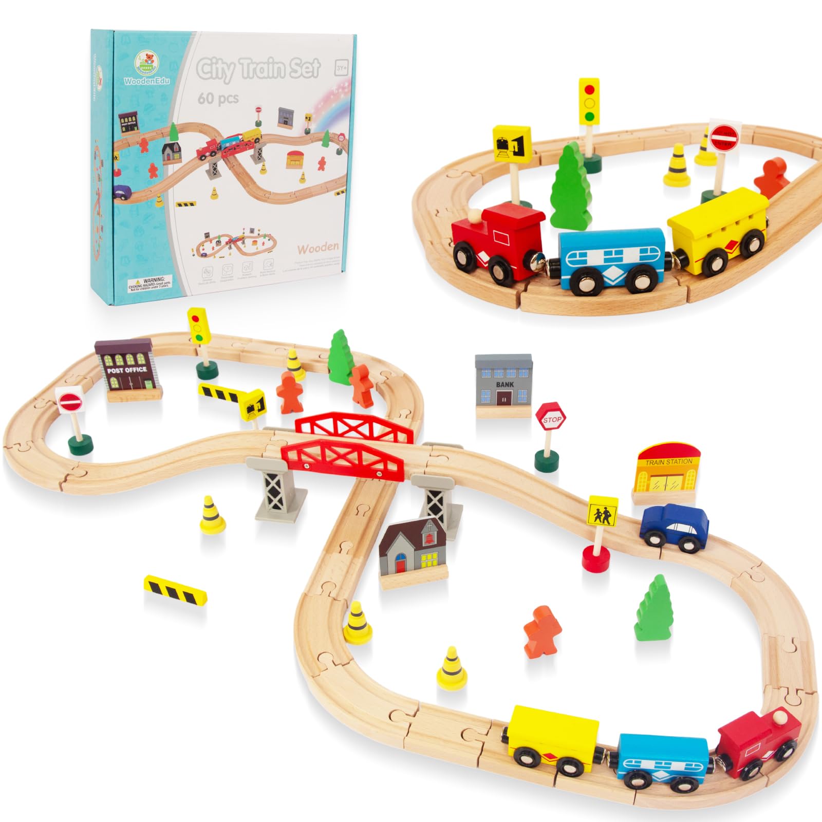Carrefour Rialzo Per Binari Treno In Legno – Incrocio Rialzato Compatibile Con BRIO, IKEA, Thomas – Stampato In Francia (PLA)
