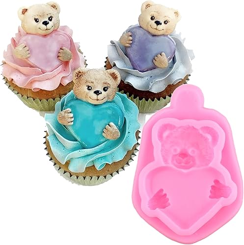 XMOLDNMS Molde de silicona de oso para el Día de San Valentín, molde de silicona para decoración de tartas, decoración de cupcakes, caramelo y goma
