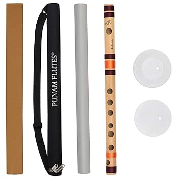 Punam Flutes A Natural Small Right Hand Bansuri Size 11.6 Inches