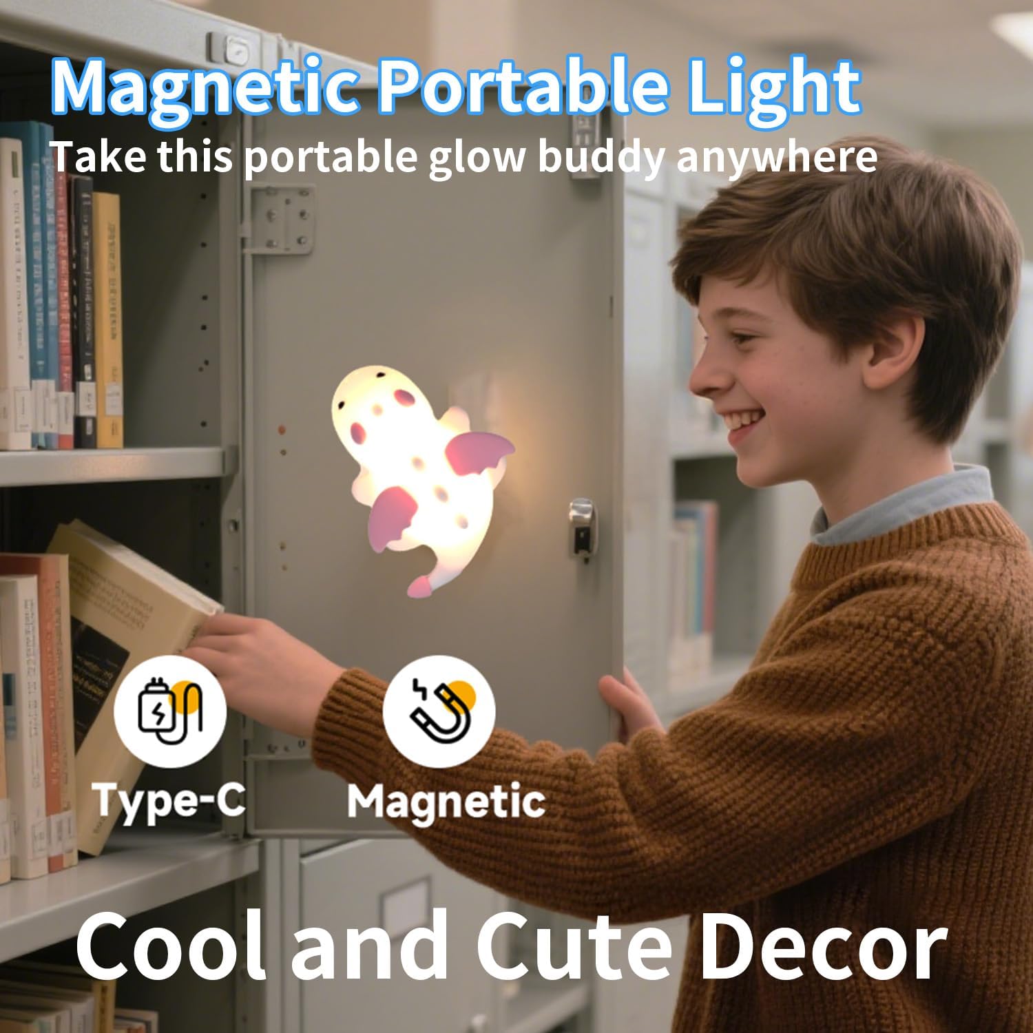 Cute Dragon Kids Night Light, Dinosaur Silicone Lamp with 7 RGB Colors & Warm White, Portable Magnetic Night Light for Home, Rechargeable Decorative Mood Lamp, Birthday Gift for All Ages - Image 3