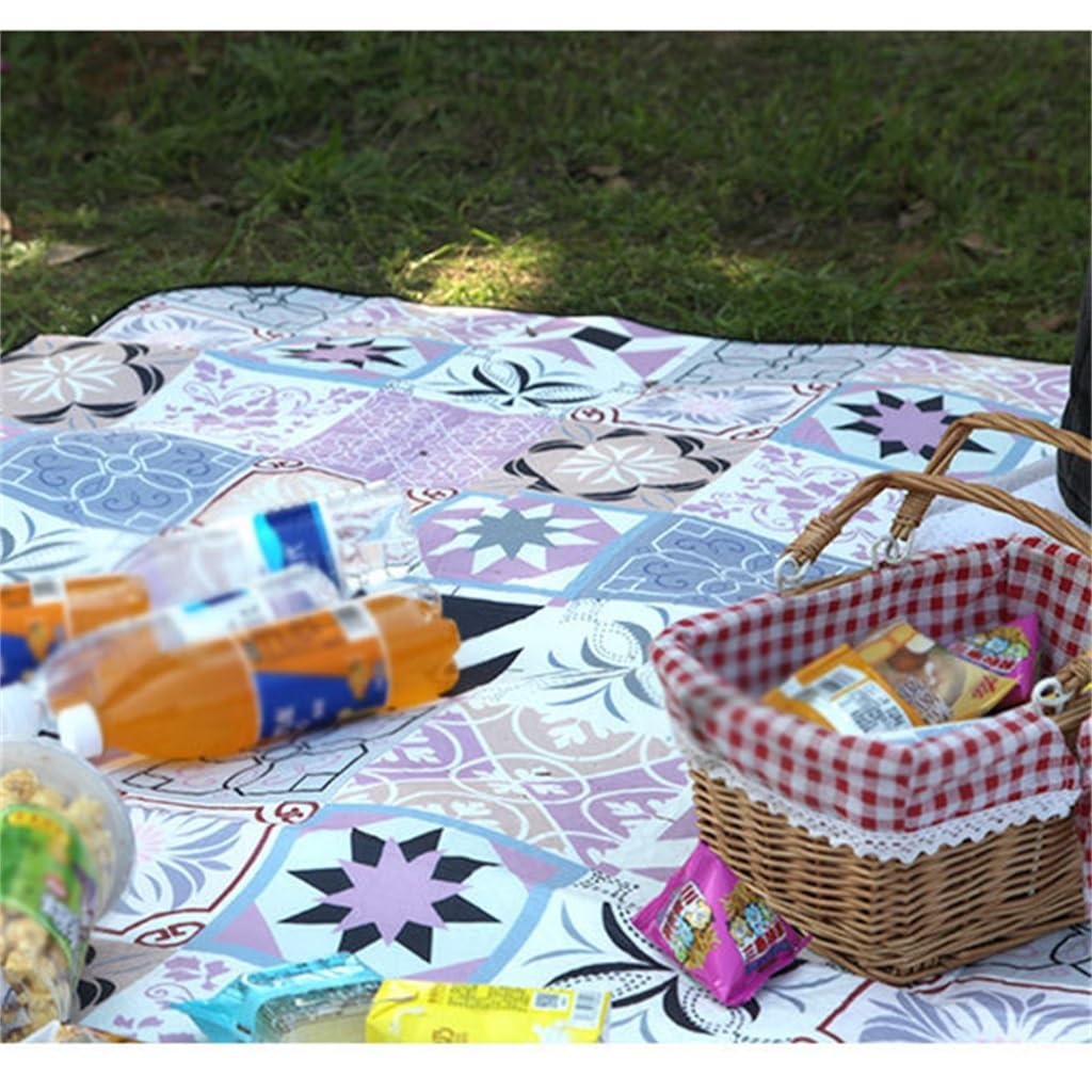 Mantas de Picnic con Correa de Transporte, al Aire Libre, Impermeables, portátiles, cómodas, duraderas, Gruesas, multifunción, de 3 Capas, for Picnic, Playa, Camping(C,79x79in/200x200cm)
