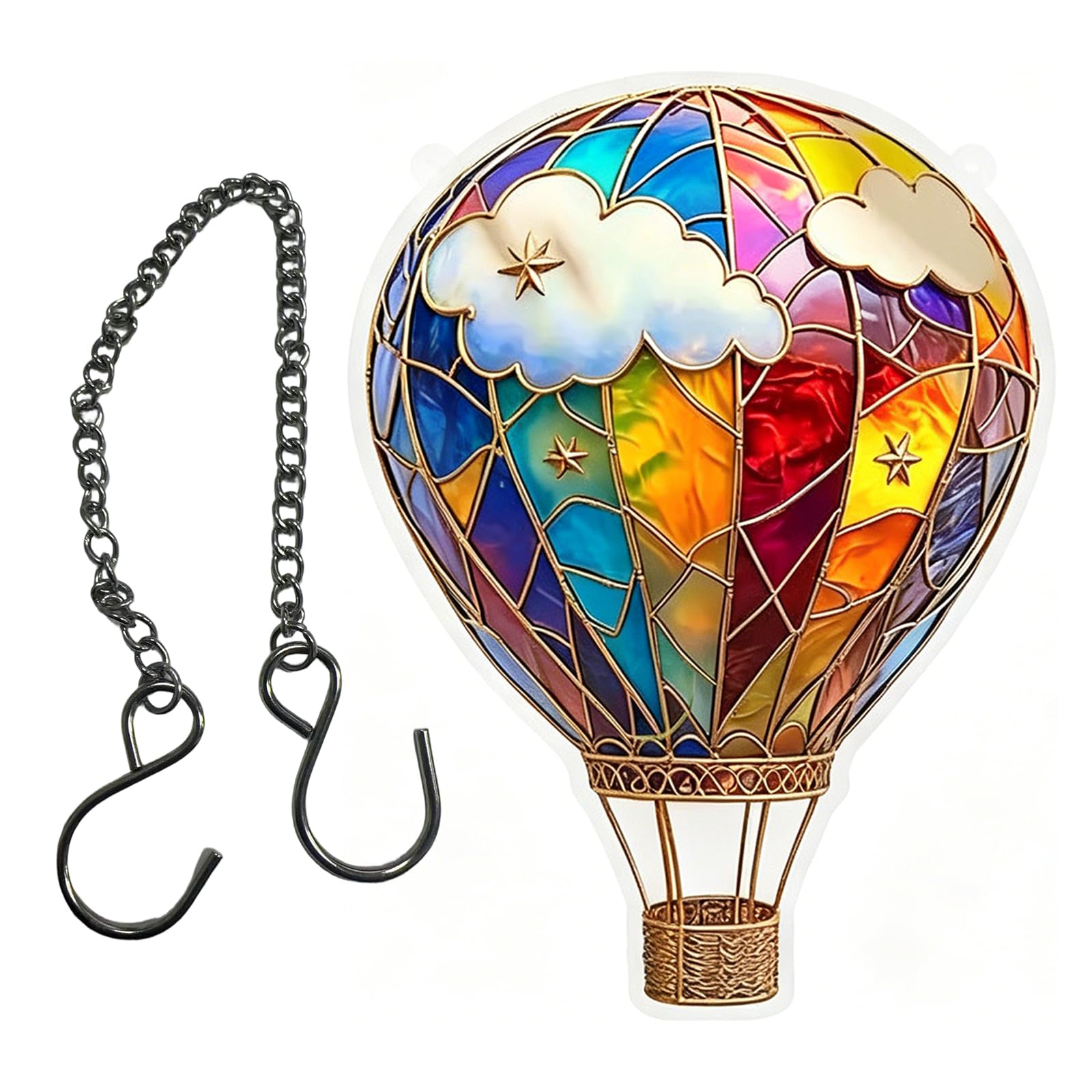 Stained Glass Window Hanging, 2D Acrylic Hot Air Balloon Sun Catchers Colorful Panel Hot Air Balloon Suncatchers Colorful Panels