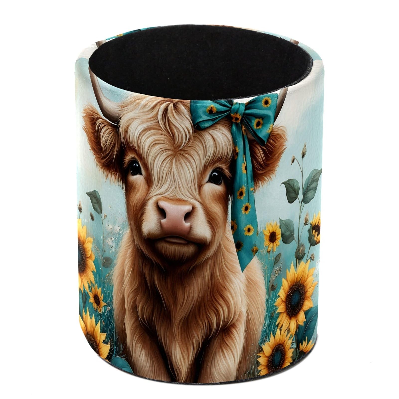 FWJZDSP Highland Cattle Sunflower Pencil Cup Pen Organizer Makeup Brush Holder for Office Home Countertop Desk Accessory Storage