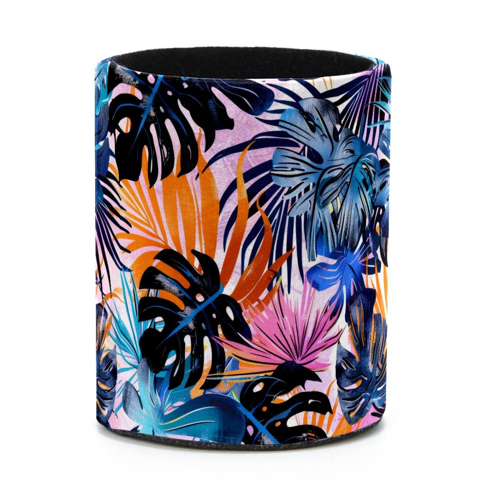 VAPOKF Round Pencil Holders for Desk, Artistic Leaves Pen Holders Pen Pot Makeup Brushes Storage Desktop Stationery Supplies Organiser for Home Office