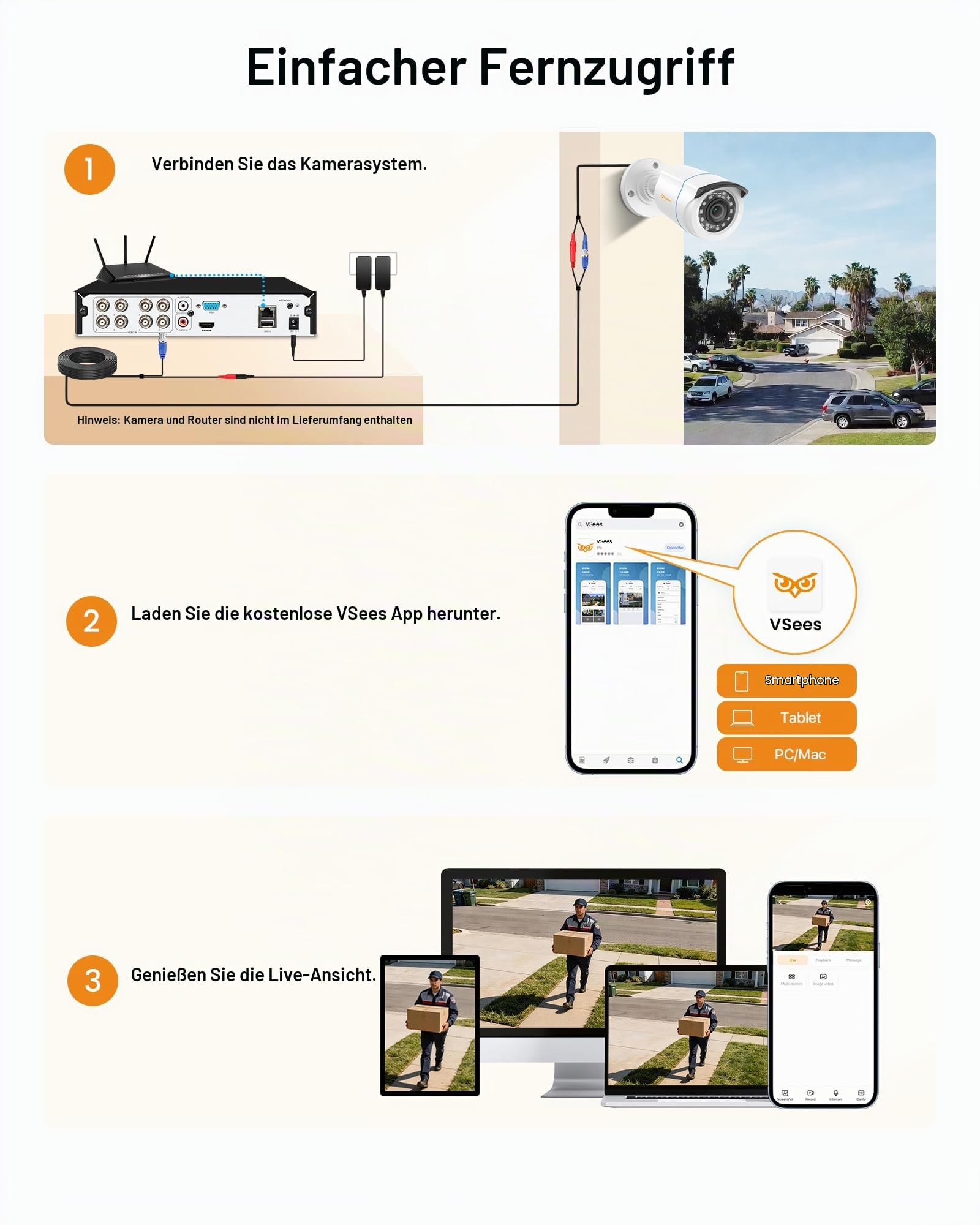 Anlapus 1080P HD Außen Video Überwachungssystem mit 1TB Festplatte 8CH 1080P H.265+ DVR mit 4 2MP Kamera für Haus Sicherheit, App/E-Mail-Alarm bei Bewegung