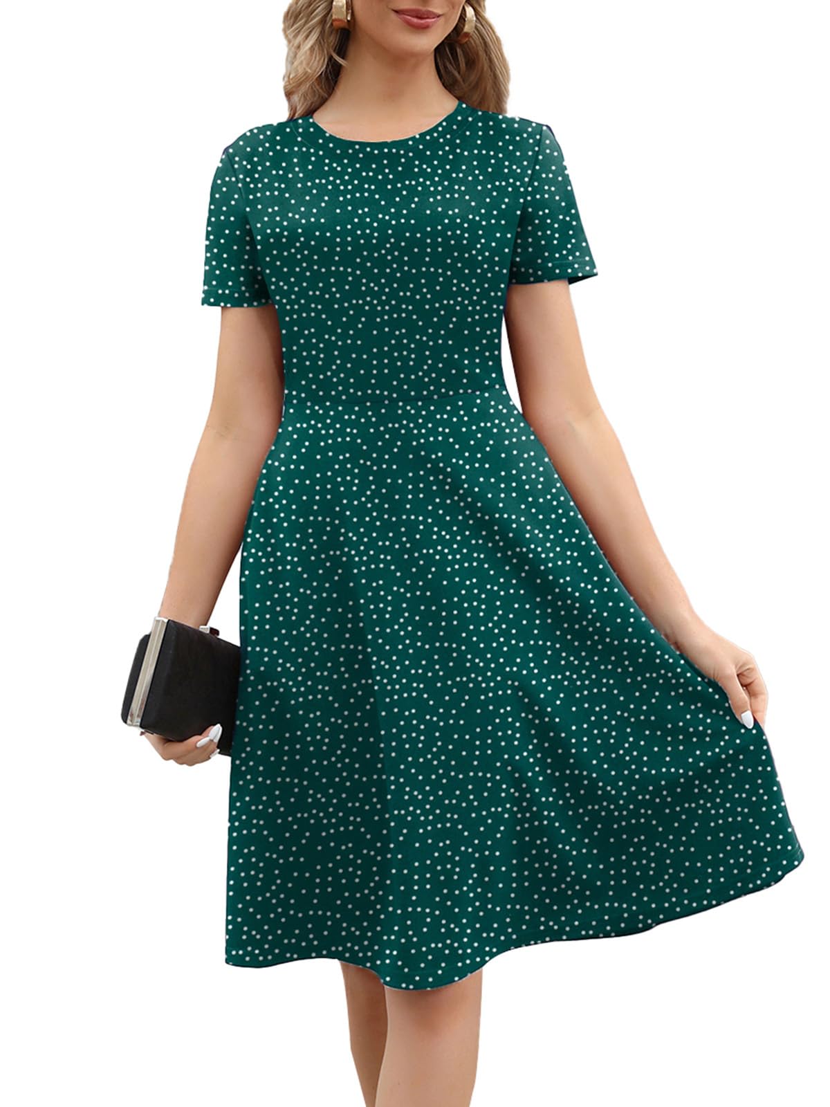 Women's 2026 Fit and Flare Dress Summer Casual Elegant Vintage Floral Printed Work Party A-line Dress with Pockets 162