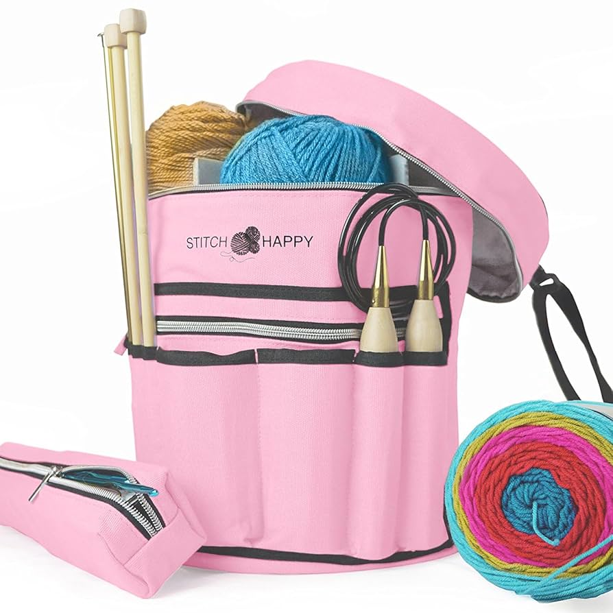 Amazon.com: Stitch Happy Knitting Bag (Pink): 7 Pocket Yarn
