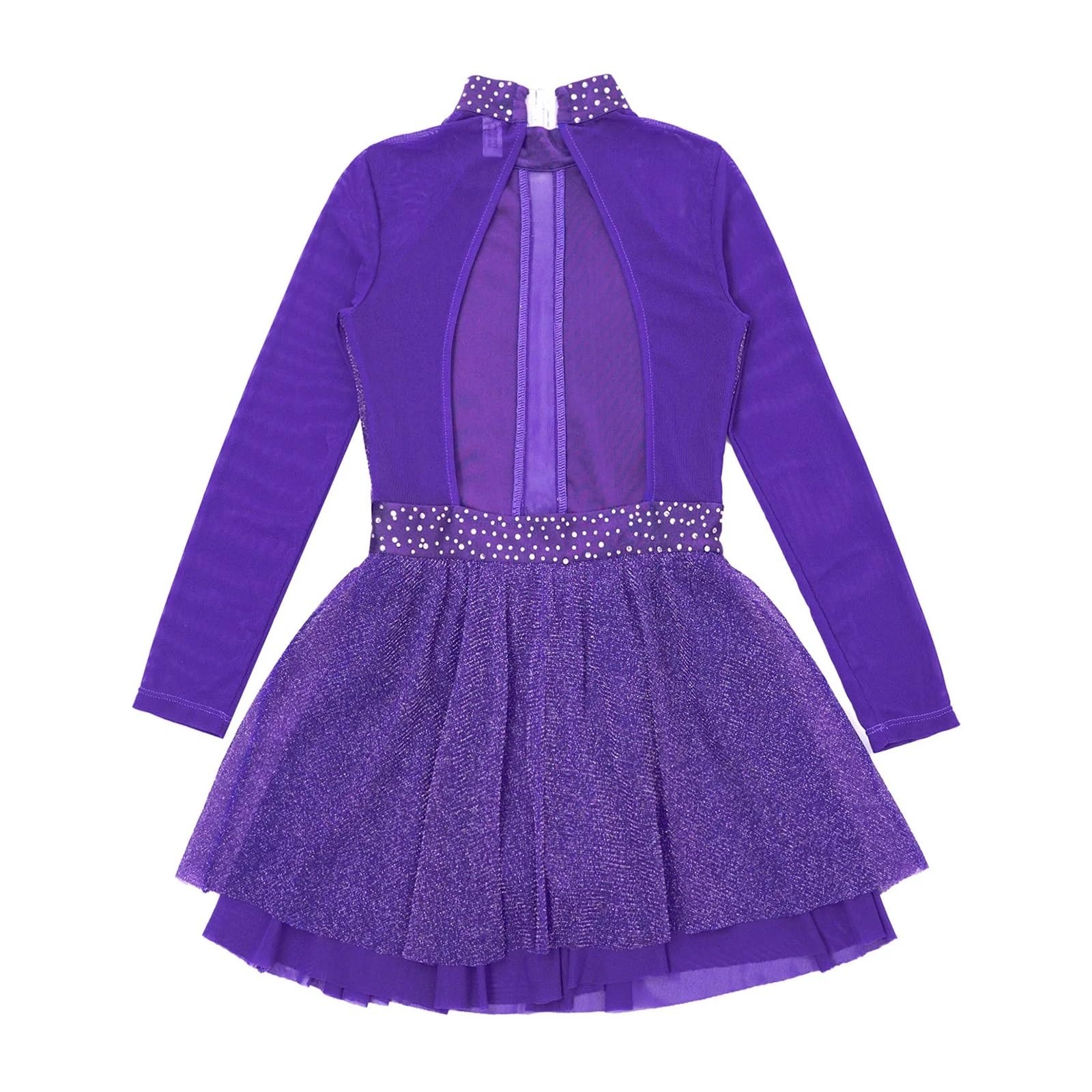 Vestido de Patinaje artístico for niñas y niños, Vestido Leotardo Gimnasia Ballet, Ropa Baile lírico Manga Larga Malla for actuación Infantil