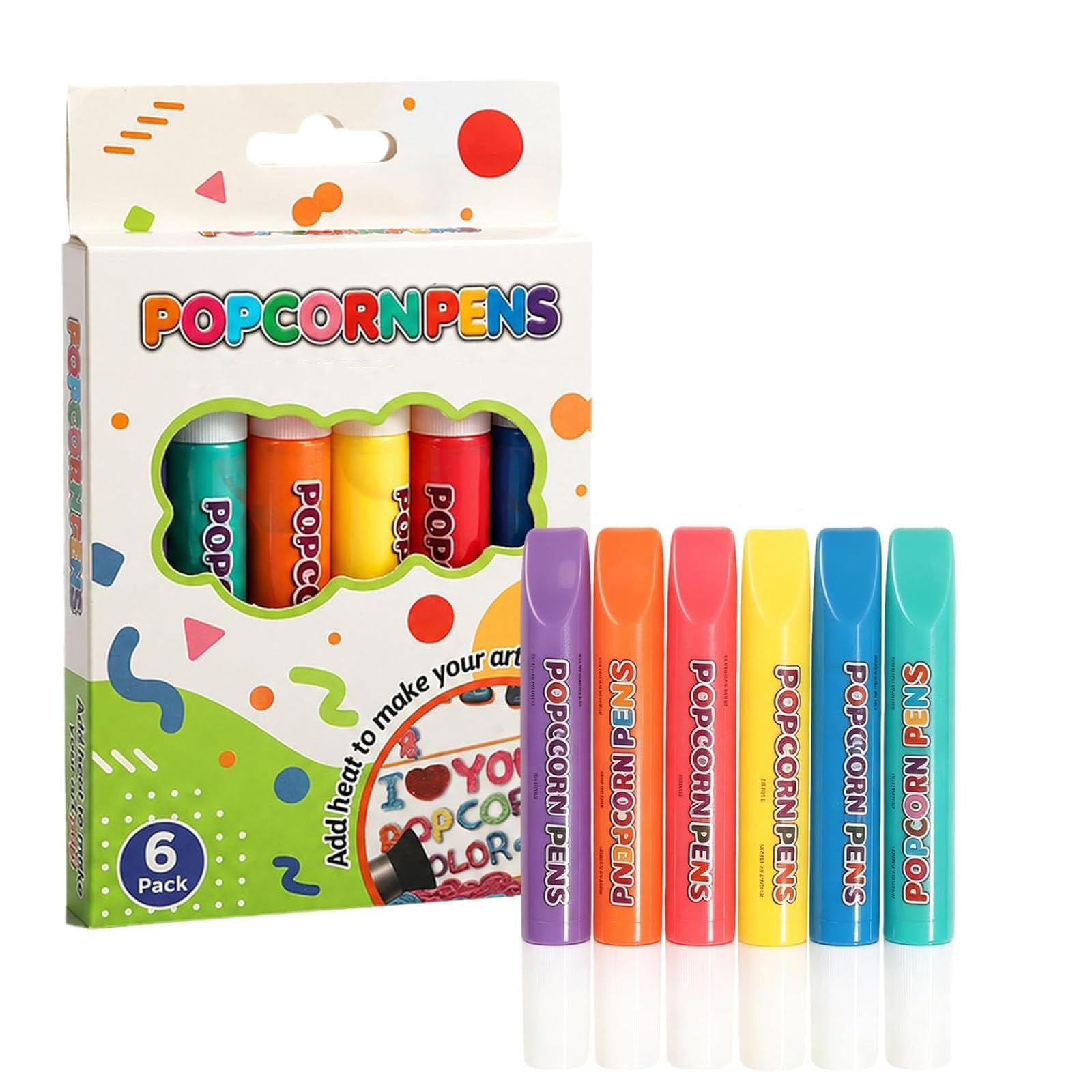 Topacme 3D Relief Art Pen Popcorn Puffy Pen，1 Bag