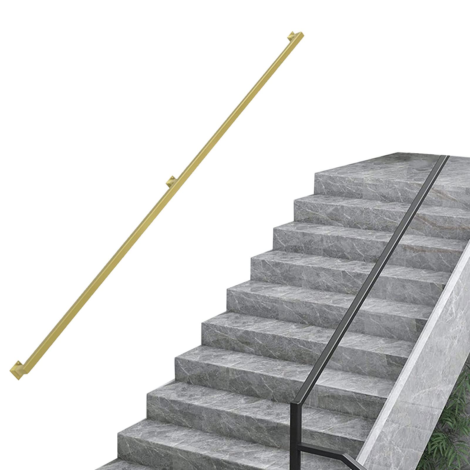 Handrails for Staircase, Indoor Outdoor Handrails for Stairs Banister Rails Handrail Stairs, Stairs Staircase Handrail Banister Rail Support Rod Kit(8.2ft/250cm)