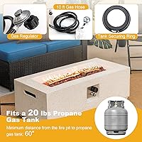 Vista 8 de Tangkula Mesa de fuego para exteriores de 50,000 BTU, mesa rectangular de gas propano de terrazo de 42 pulgadas con encendido automático, quemador