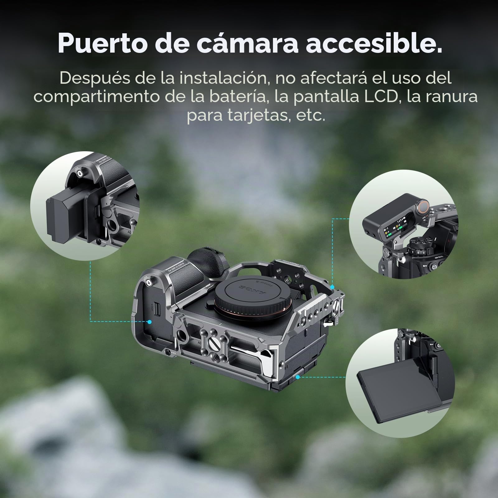 SMALLRIG Jaula de Liberación Rápida Hawklock de para Sony Alpha 1 II/Alpha 9 III, Varios Puntos de Instalación, Placa de Liberación Rápida Incorporada para Arca y Rieles HawkLock H21 NATO - 5187
