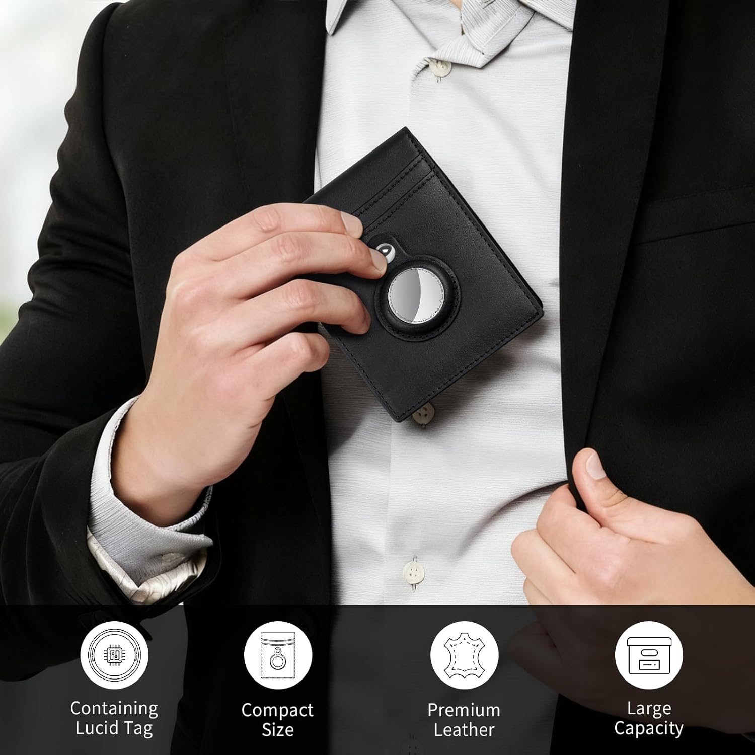 Air Tracker Tag 1-Pack (Black), Tukio Bluetooth 5.3 Tracker Tag for Apple Find My App(iOS Only), Replaceable Battery, 100dB Alarm Sound, Item Locator Smart Tag for Wallets, Keys, Bag, Luggage and More - Image 2