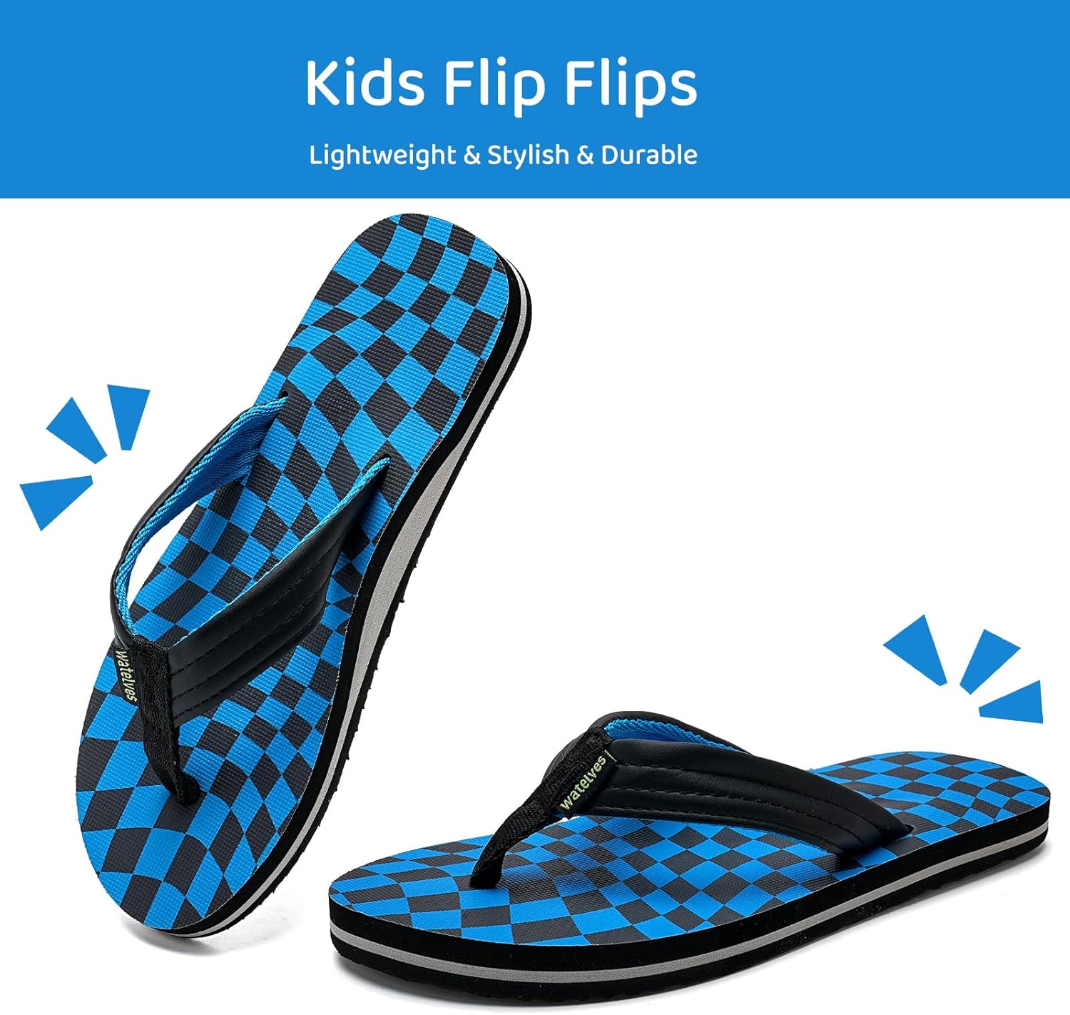WateLves Kids Flip Flops Boys Girls Sandals Youth Big Kid Summer Slip on Thong Slide Sandals for Beach Pool Shower Little/Big Kid - Image 2