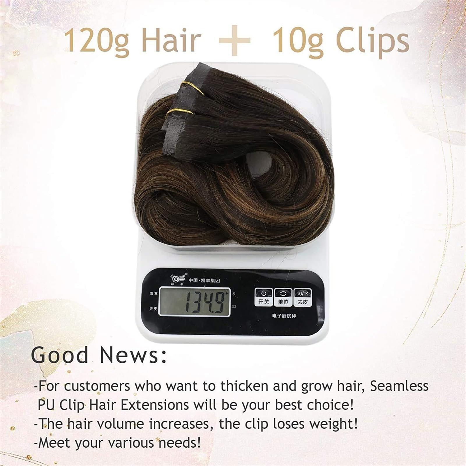 Clip nelle estensioni dei capelli Extension di capelli veri Clip in capelli umani Clip in PU nelle estensioni dei capelli Capelli umani for donna Clip nelle estensioni dei capelli Balayage marrone scu