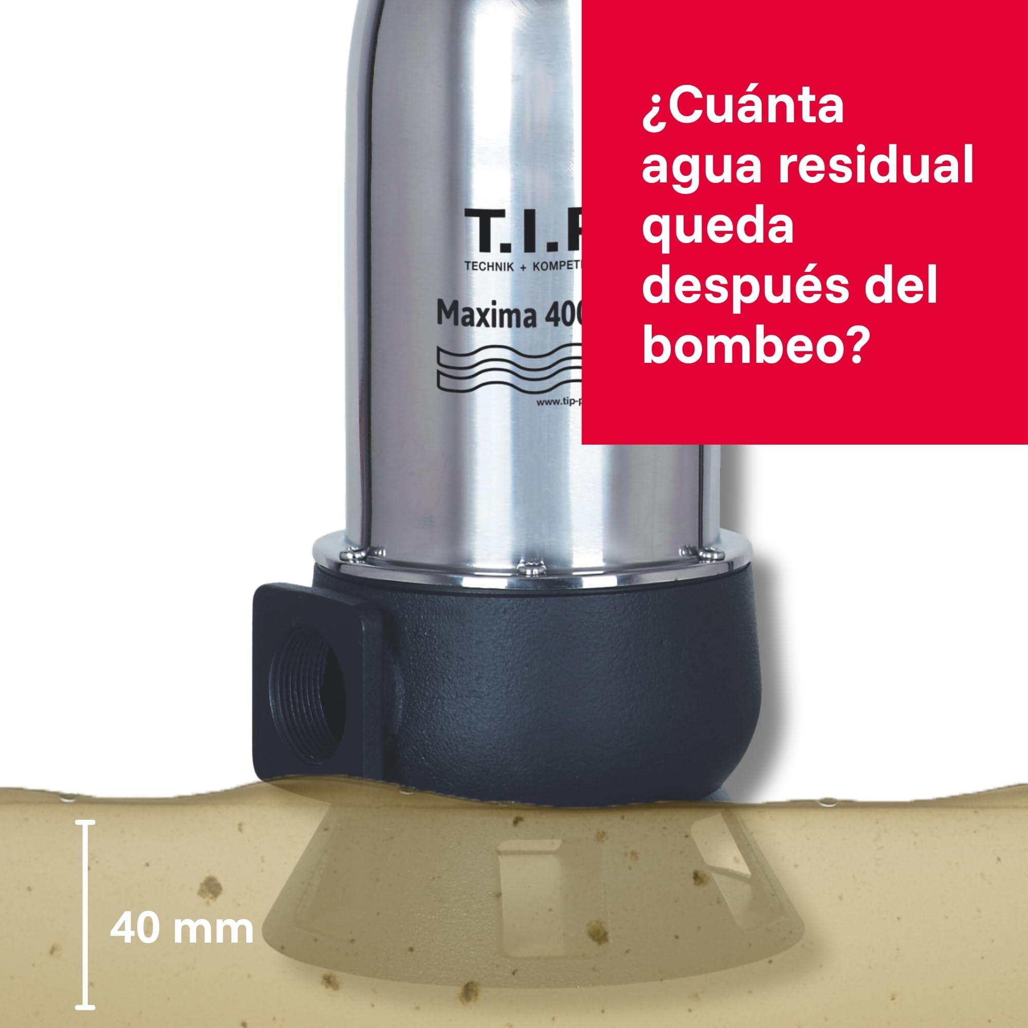 T.I.P. 30140 Bomba de inmersión, bomba empotrada para aguas residuales Maxima 400 SX