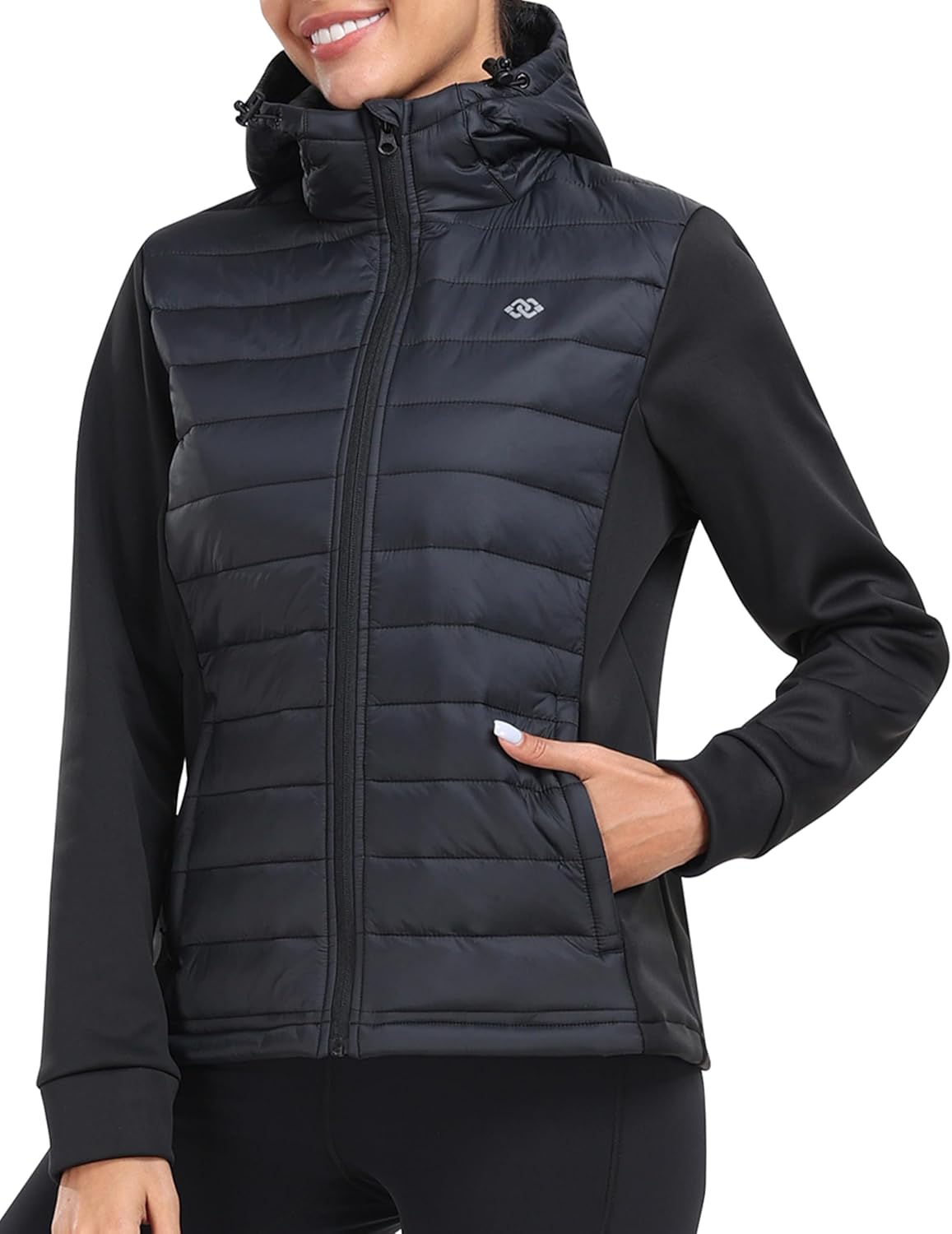 MoFiz Women's Softshell Jacket with Hood Fleece Lined Warm Lightweight Waterproof Insulated Fall Running Coat - Image 2