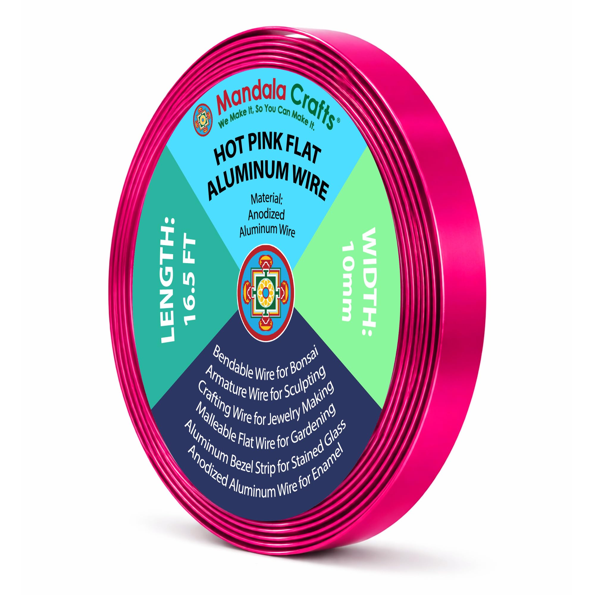 Mandala Crafts 10mm Hot Pink Flat Aluminum Crafting Wire for Sculpting
