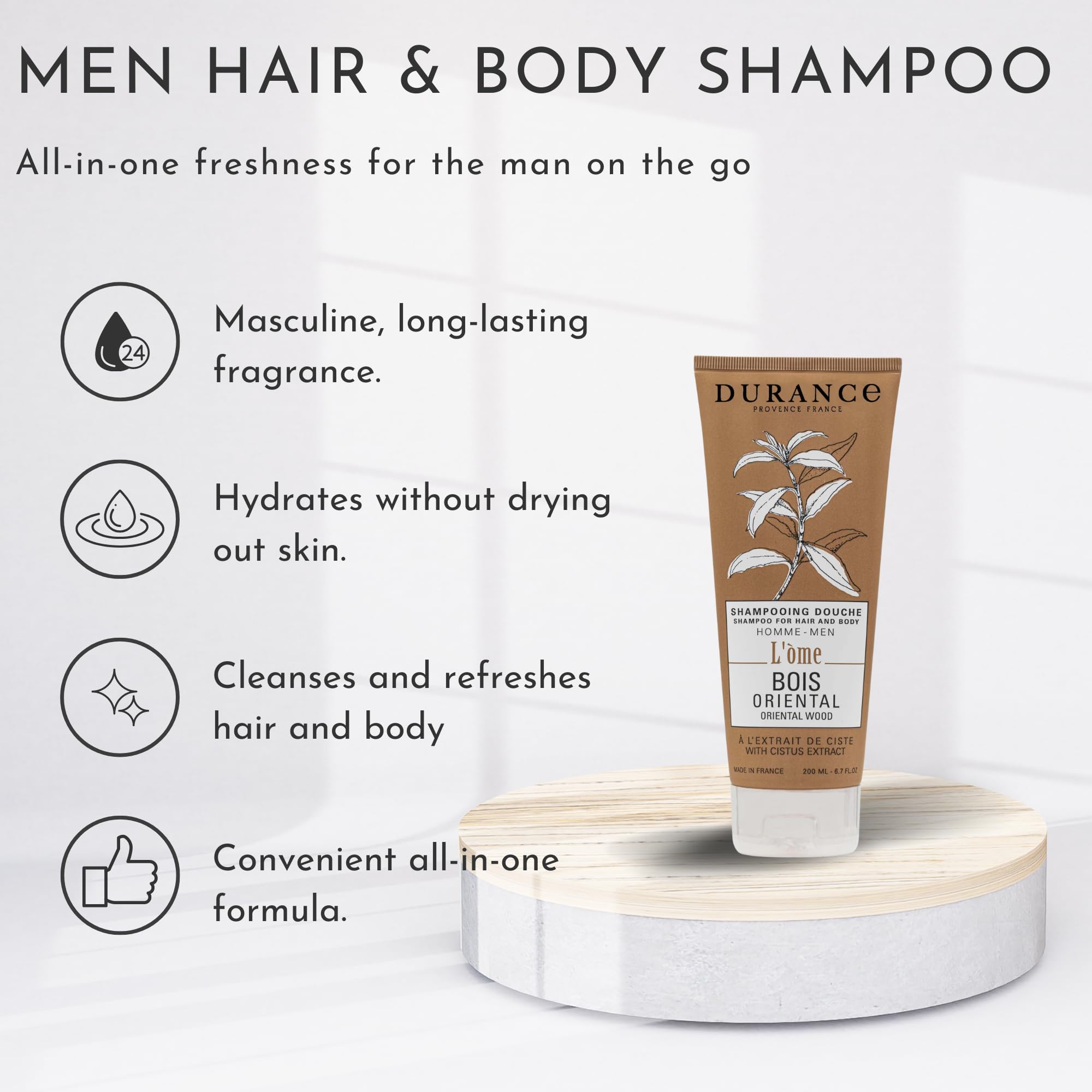 Durance En Provence Herren Duschgel Orientalisches Holz – Sinnlicher Duft, 100% Pflanzlich, 200 Ml