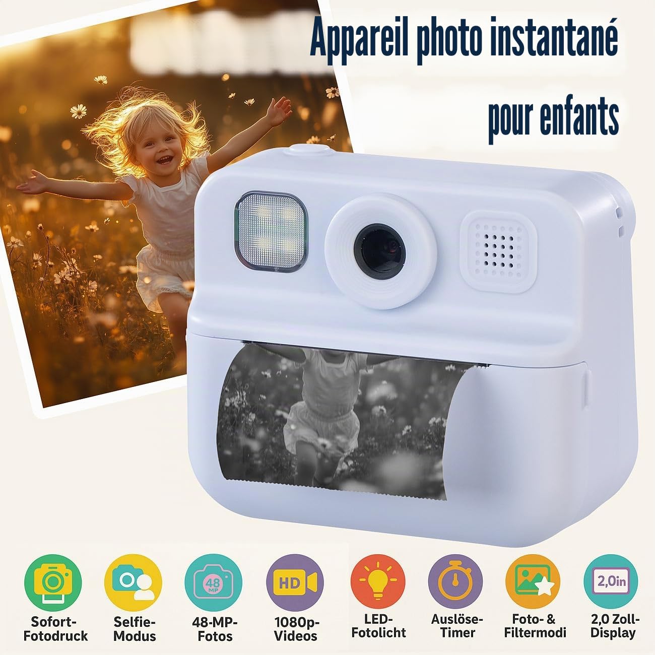 Appareil photo instantané pour enfant DV-50.kids - coloris bleu [Playtastic]