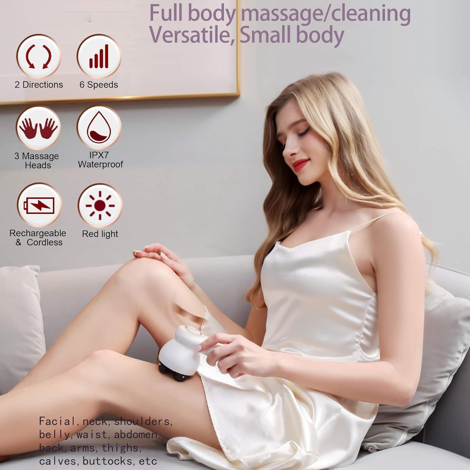 CLOYSTER Electric Back Massor, Handheld-Salelite Massage Full Body Massage 3 Massage 3 Massage Heads with 2 rotation 6 level speed sculpting machine, 2 directions of IPX6 waterproof CLOYSTER Electric Back Massor, Handheld-Salelite Massage Full Body Massage 3 Massage 3 Massage Heads with 2 rotation 6 level speed sculpting machine, 2 directions of IPX6 waterproof