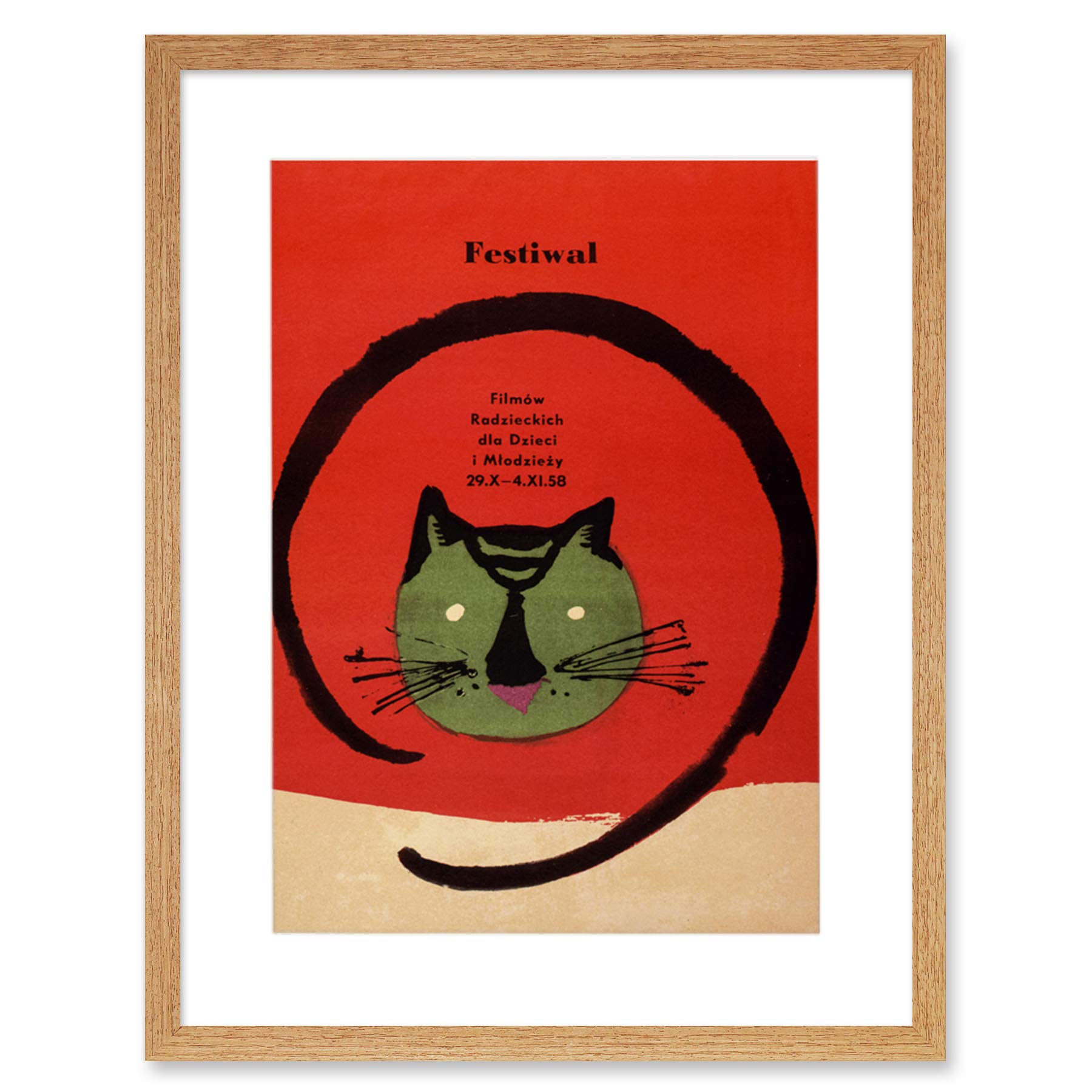 Wee Blue Coo Festival Film Movie Cat Poland Warsaw Artwork Framed Wall Art Print 12X16 Inch
