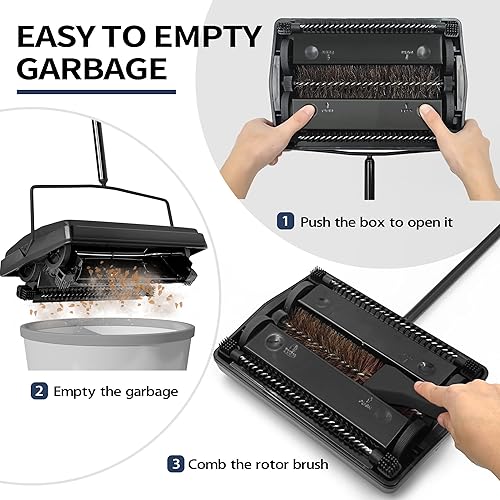 Miniatura 6 de JEHONN Barredora de piso de alfombra, 2 paquetes de cepillo de crin de caballo de repuesto para alfombras