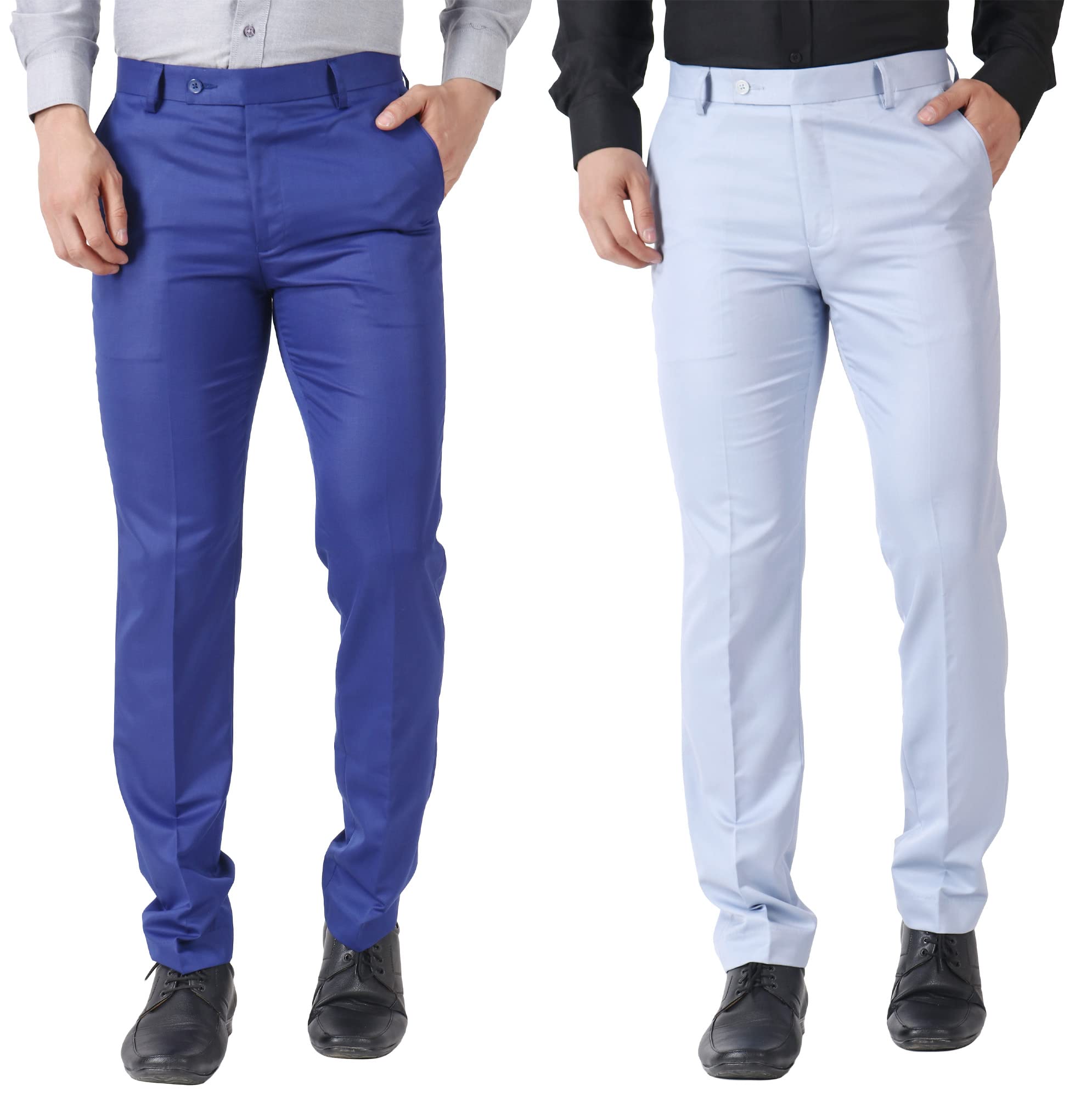MALENO Men Combo of Slub Effect Formal Trouser