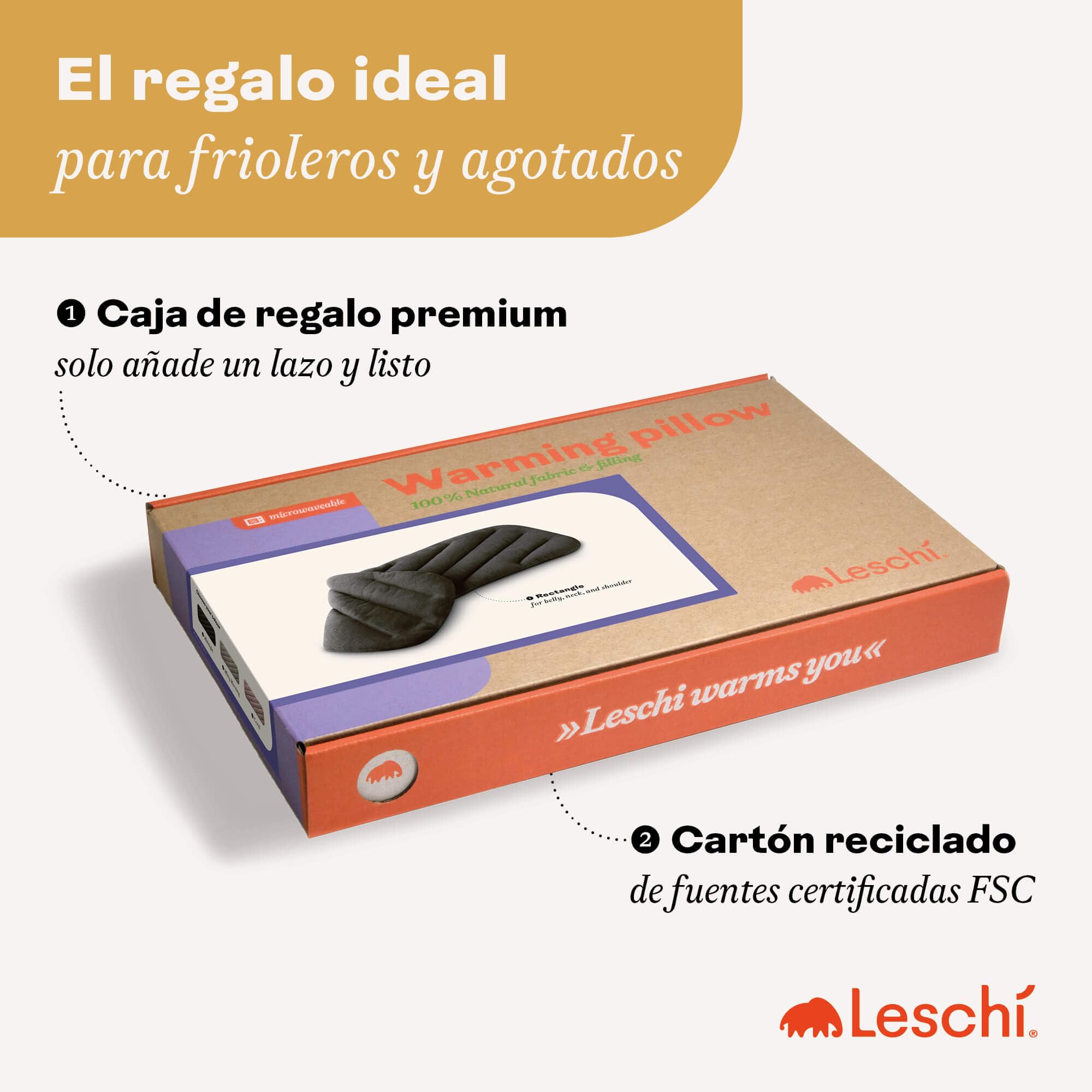 LESCHI XXL Saco Térmico de Semillas para Microondas 50x20cm, Saco de Semillas de 8 Compartimentos, Bolsa Semillas Microondas ideal para Cervical y Espalda, 100% Algodón y Trigo Orgánicos, Gris