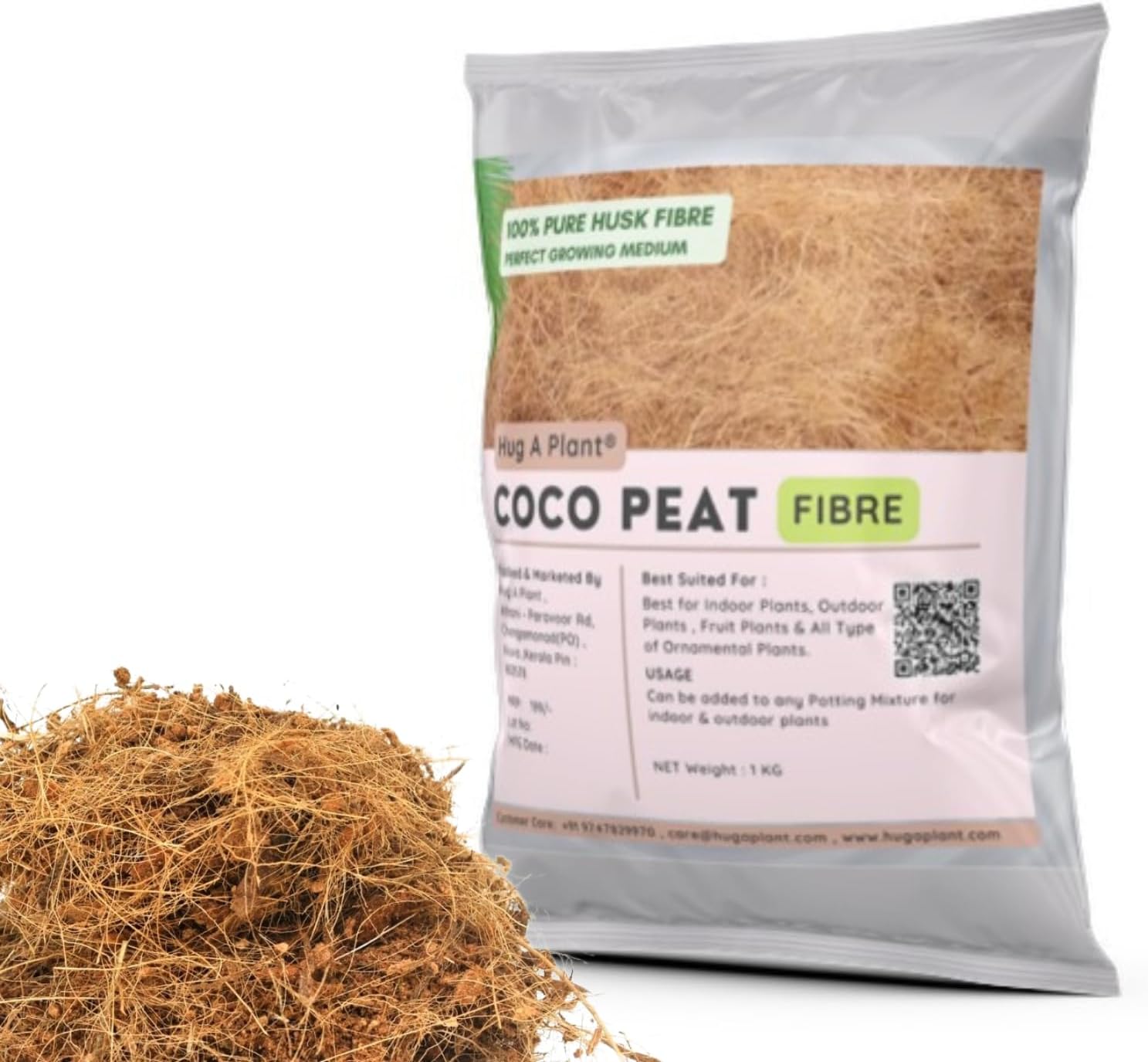 Hug A Plant | Coco Peat Fibre for Plants (Home & Garden) (1 KG)