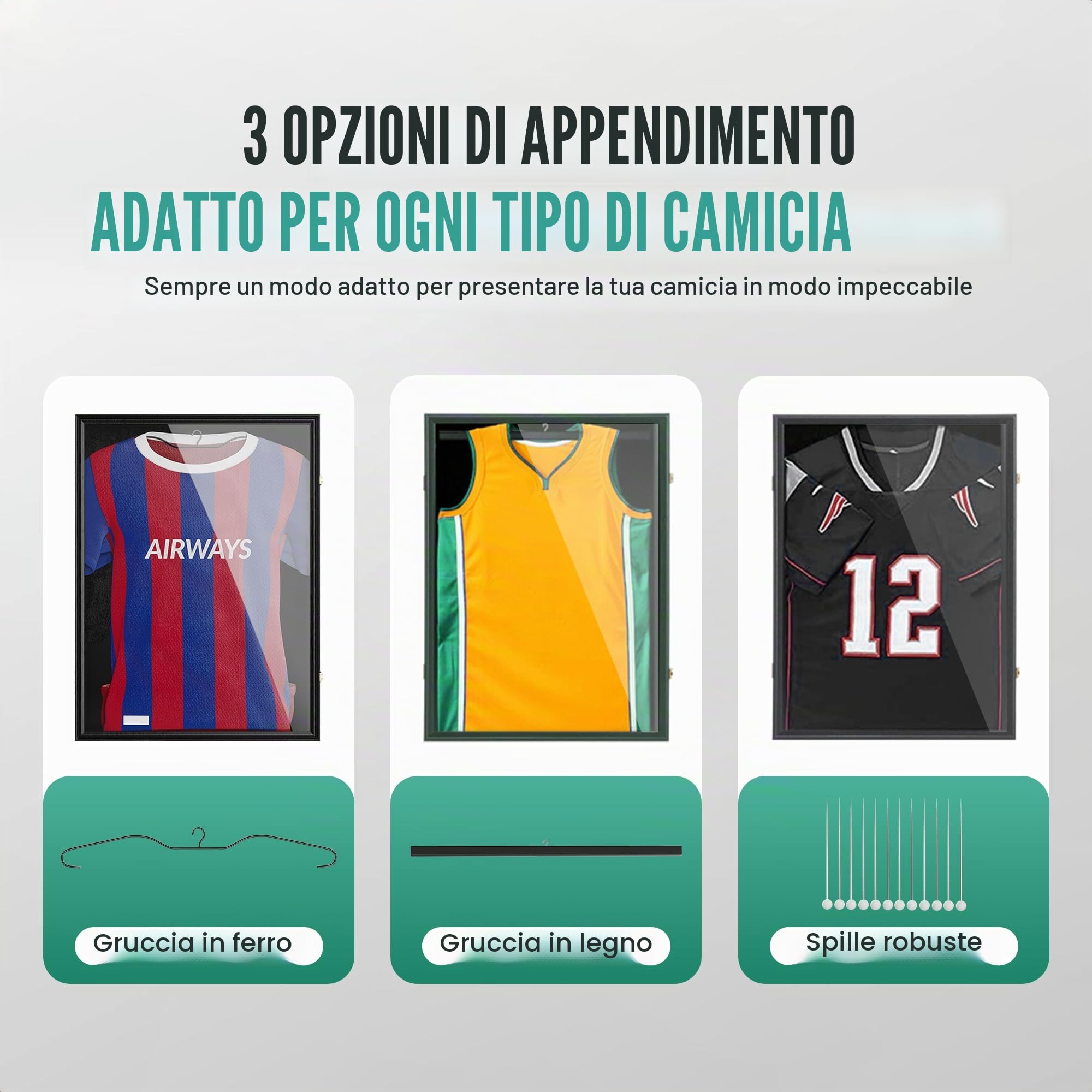 Avalo Cornice per cornice da 80 x 60 cm nero - Cornice profonda per foto - Adatta per maglietta da calcio incorniciata - Pieghevole