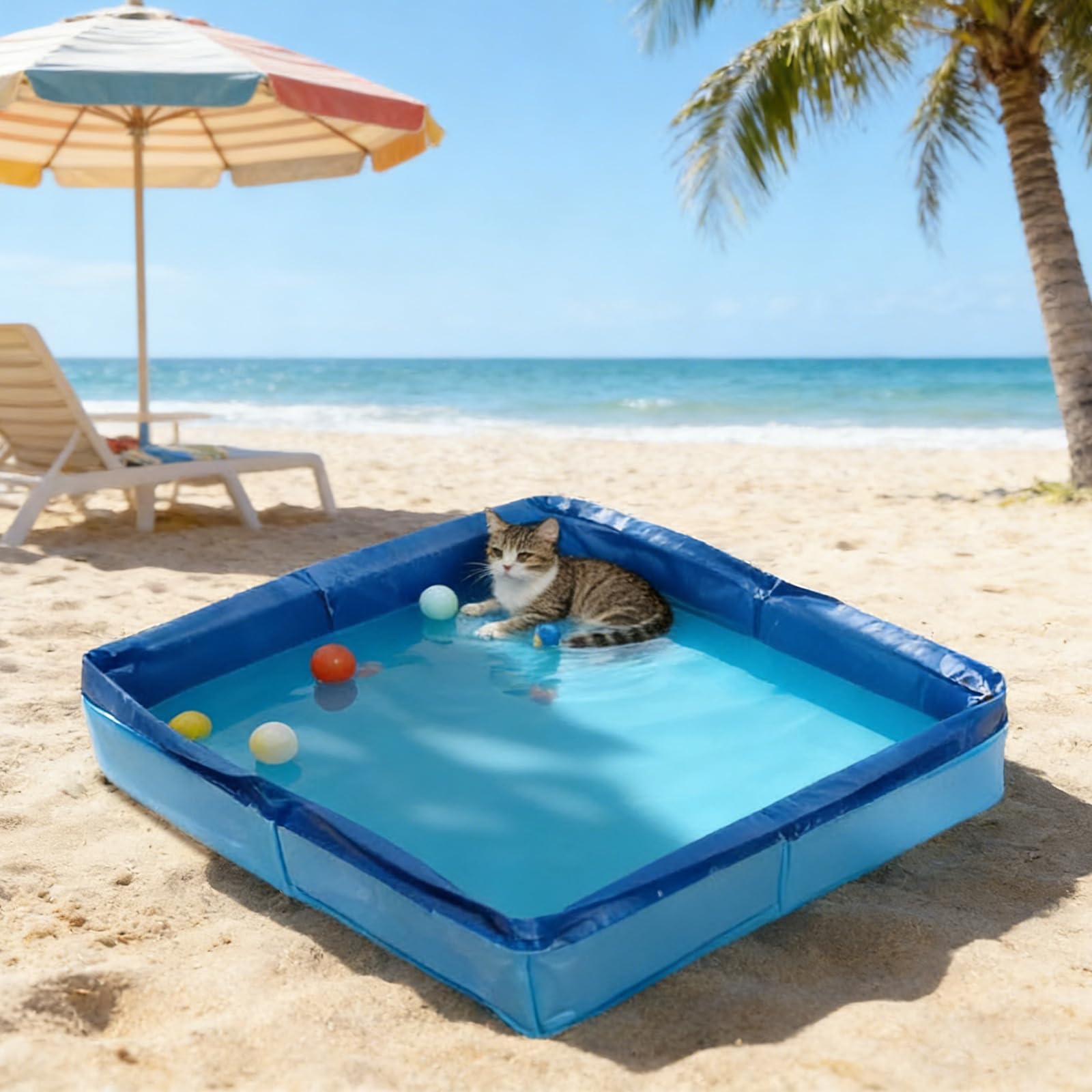 2 Stück Hundepool Faltbar,Faltbarer Haustierpool Schwimmbecken 50x50x10cm | faltbares planschbecken kleine hunde katzen haustiere hundepool hundebadewanne mini Hunde pool klappbar schwimmbecken