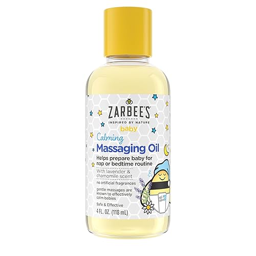 Zarbee's Aceite de masaje para bebés, calmante y calmante con lavanda y manzanilla para ayudar a dormir, botella de 4 onzas