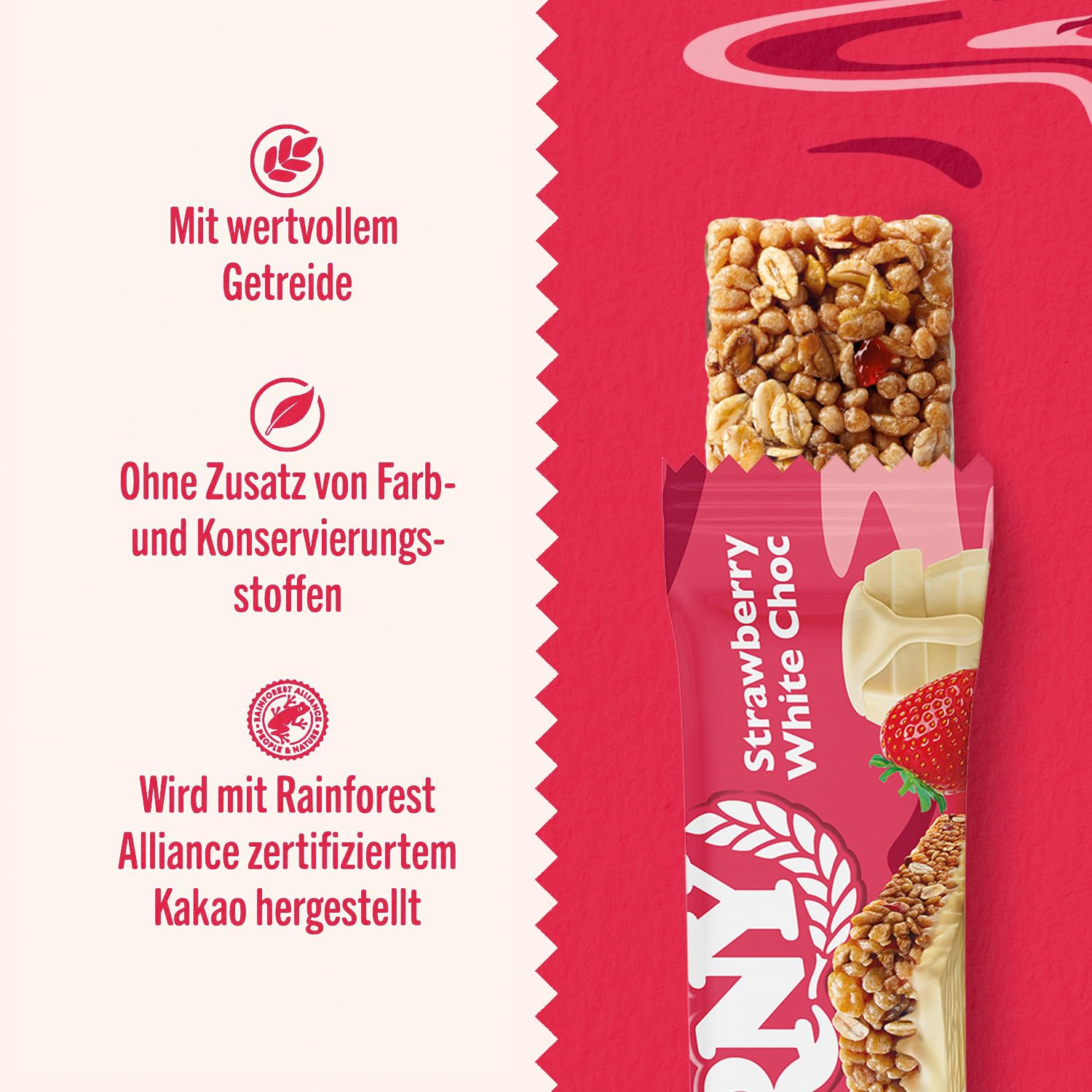 Müsliriegel | Corny BIG | Strawberry White Chocolate | Erdbeere mit weißer Schokolade | Großpackung 24x40g