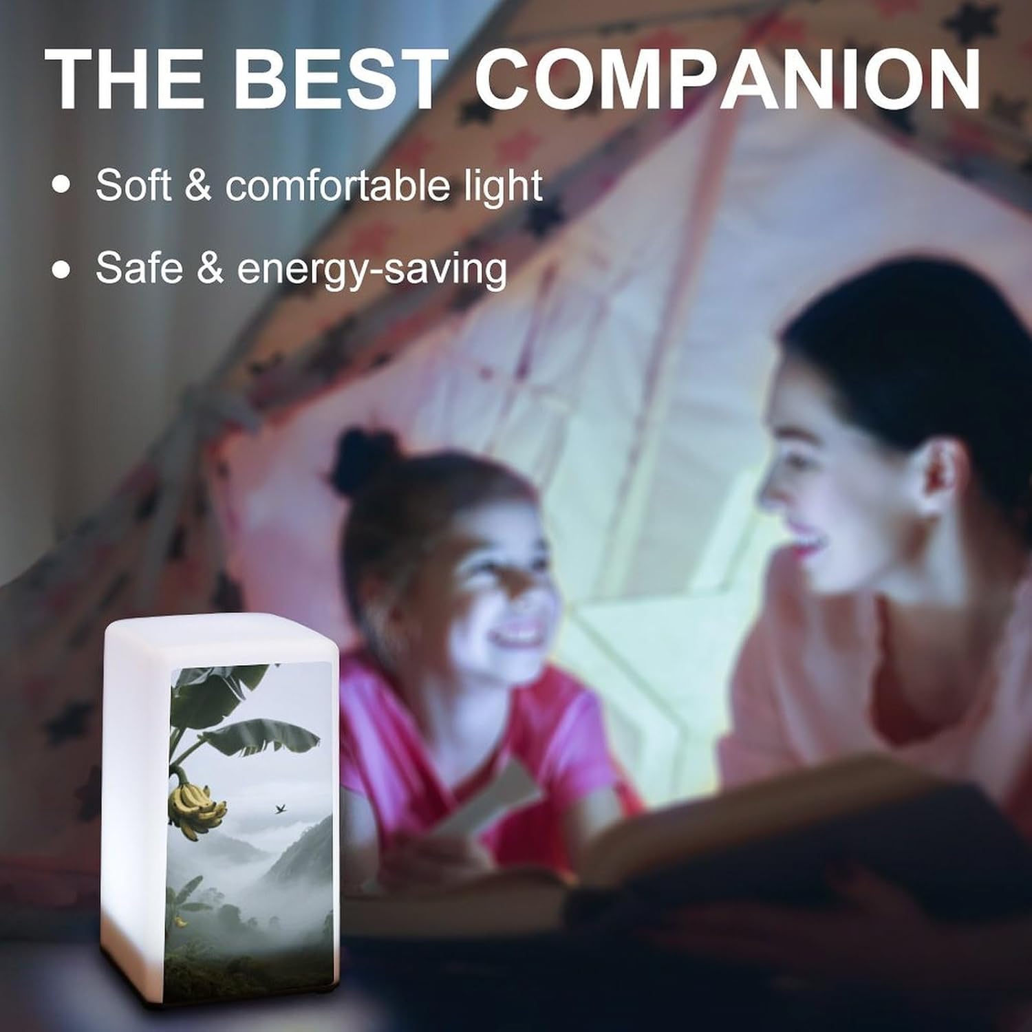 Dimmable Portable Desk Lamp Reading Table Lamp Valley Banana Tree Bedside Night Light Battery Powered for Home Office Gift