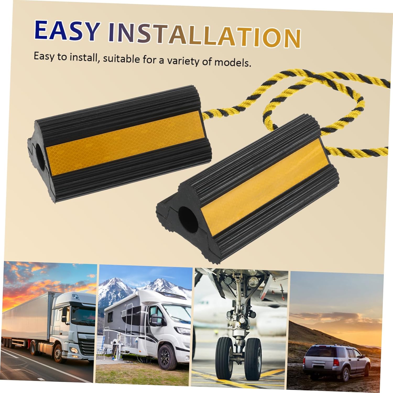 Yellow Reflective Wheel Chocks Wheel Chock Stabilizer for Travel Trailers